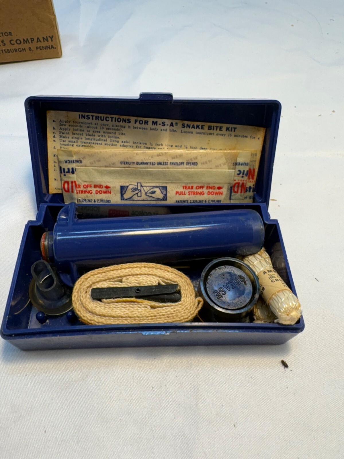 Vtg Military Snake Bite Kit, Suction w/Box USA
