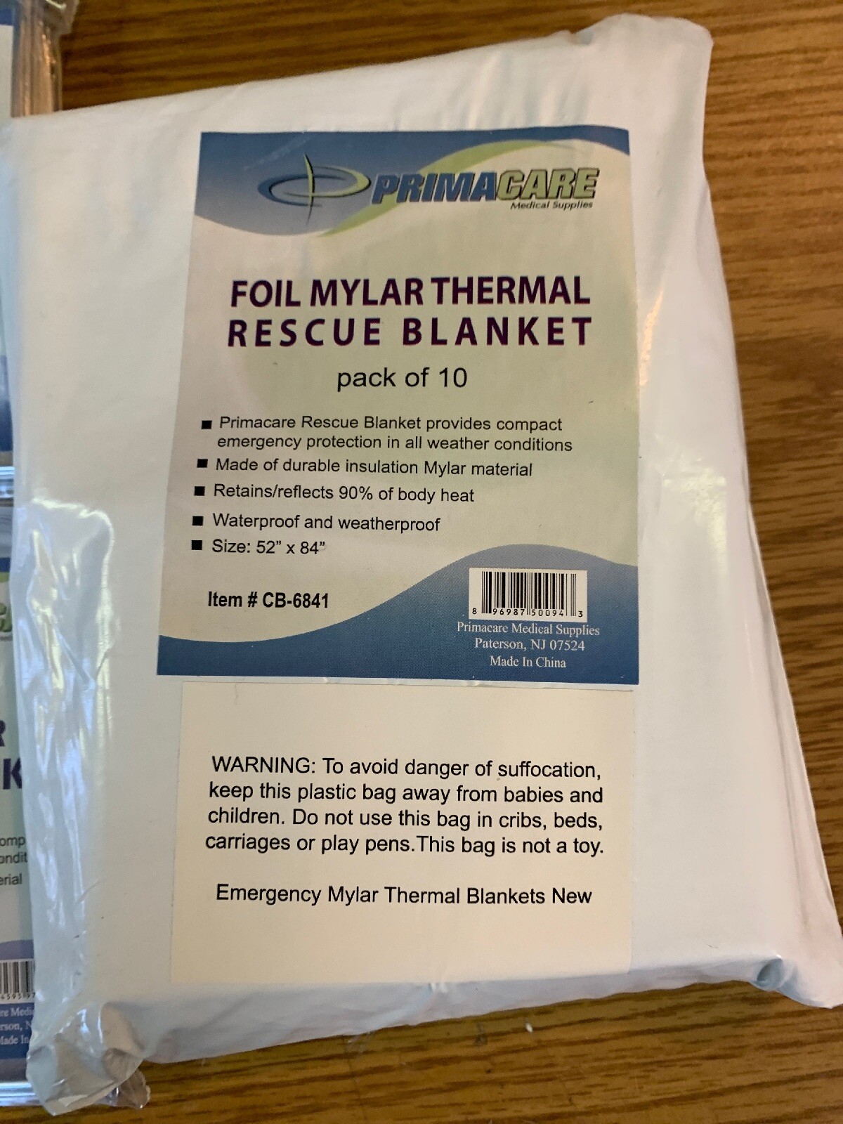 Primacare HB-Emergency Foil Mylar Thermal Blanket (Pack of 20), 52″x84″