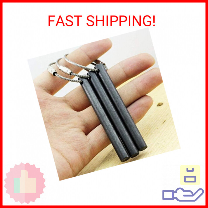 bayite Survival Drilled Ferrocerium Ferro Rod Flint Fire Starter Rods with Keych