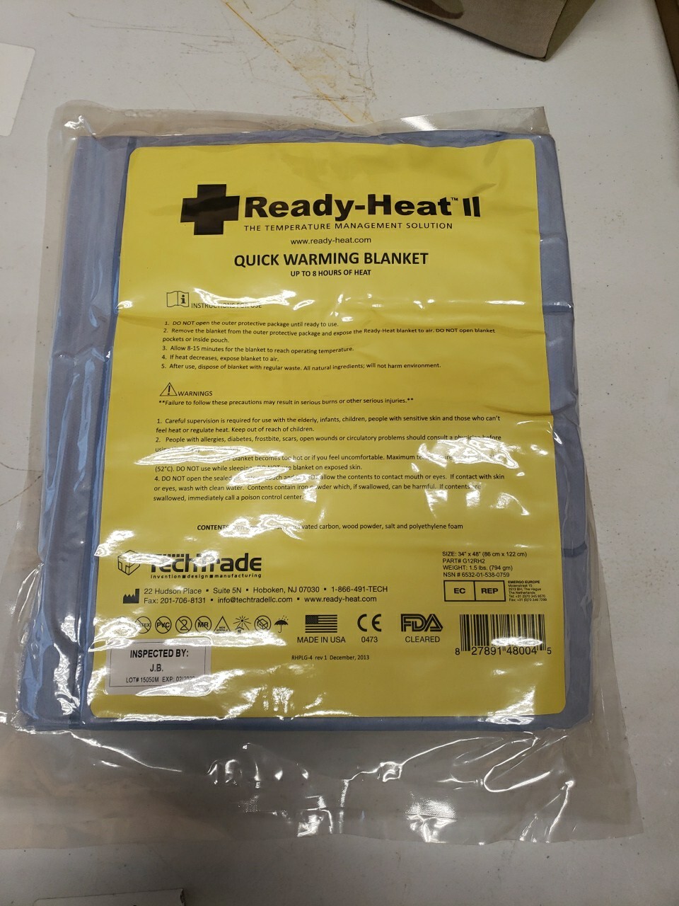 Ready-Heat II Emergency Quick Warming Blanket 34”x48” (86cm X 122cm) (4pk)