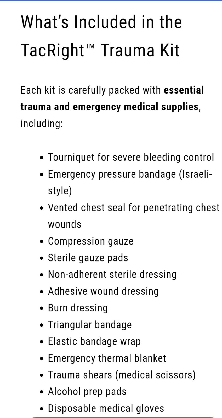 TacRight Trauma Kit Professional Emergency Medical First Aid Military Hiking