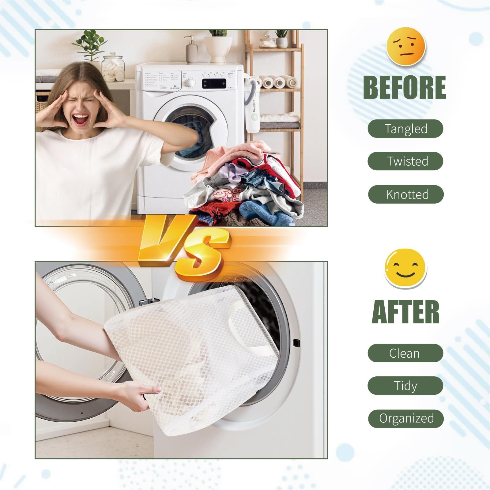 GWT 4Pcs 3D Mesh Laundry Bags with Hanging Handles 20″ x 24″ x 4″, Clear