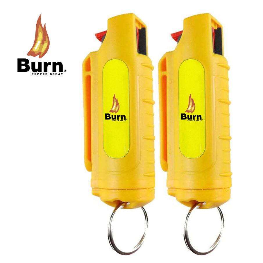 2 Pack BURN Pepper Spray 1/2oz Self Defense Keychcain Security Case Yellow