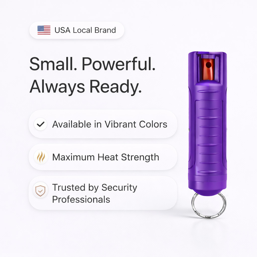 2 Pack Pepper Spray Keychain 1/2oz Police Strength Self Defense Burn OC Purple