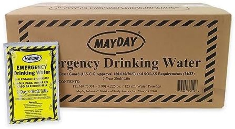 Mayday Leak-Proof Water Pouches – Purified, 4.225 Oz, 50 Pack for Safety