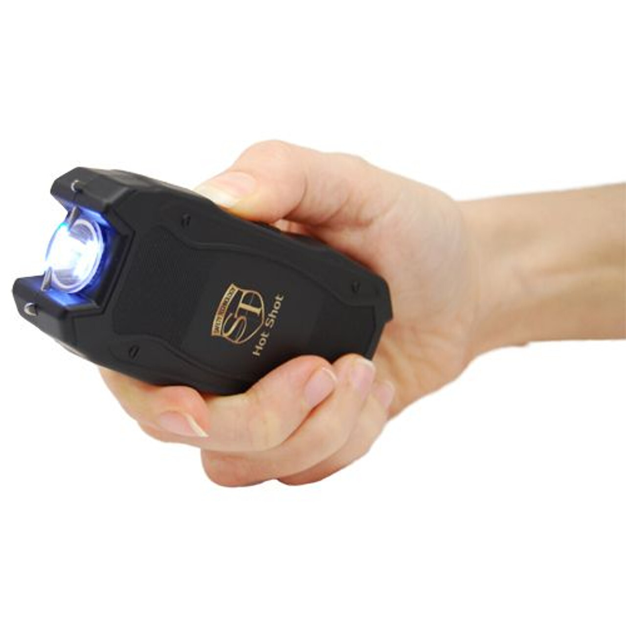 Hot Shot 90 Million Volt Rechargeable Stun Gun with Flashlight and Battery Meter