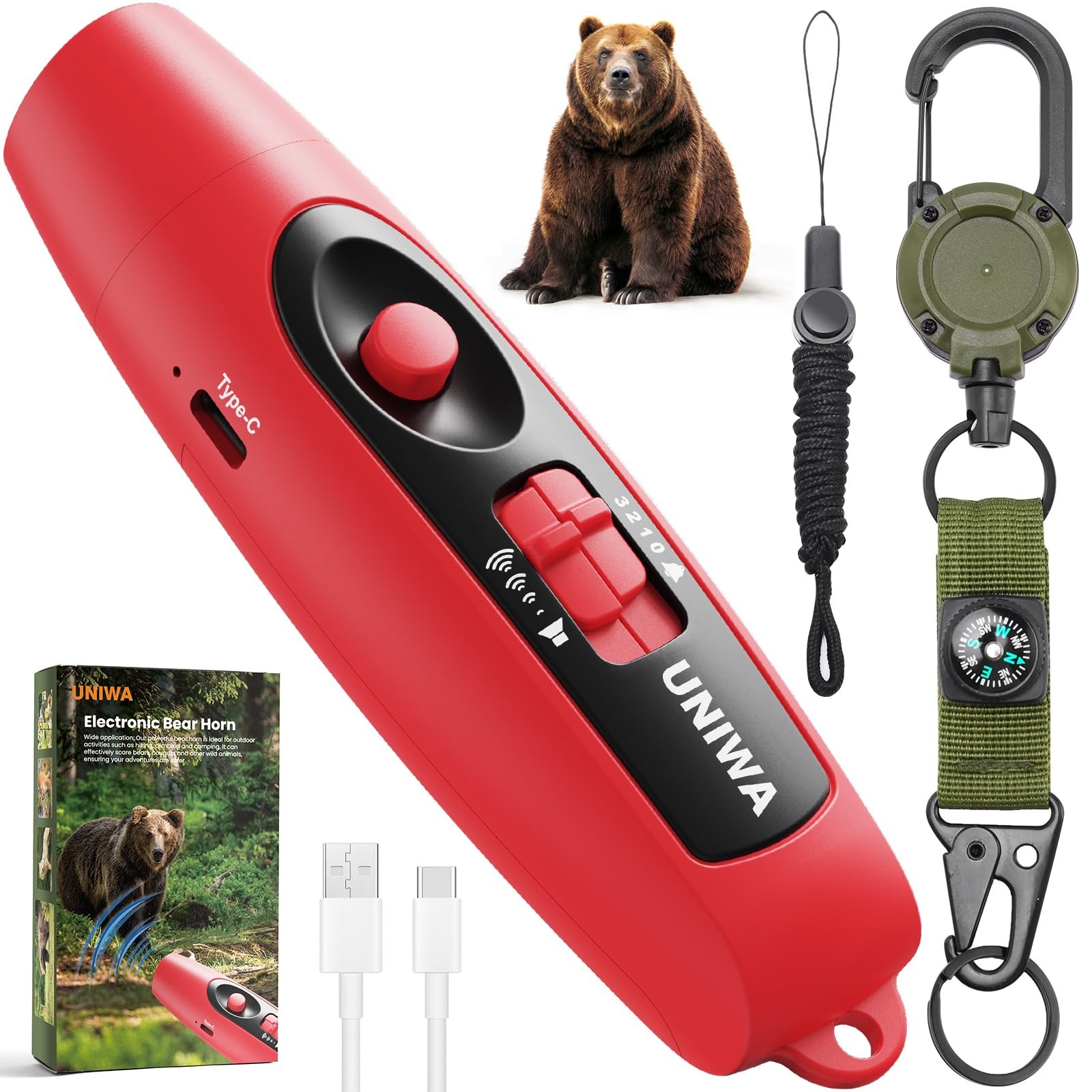 Electronic Air Bear Horn, 120±5 dB Loud Air Horn for Safety Hiking Camping Em…