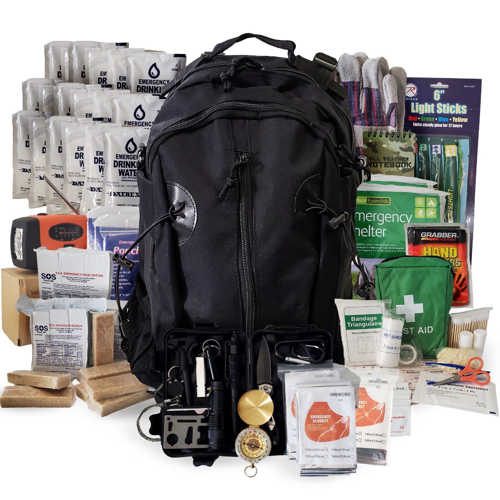 3 Person Emergency Kit / Survival Backpack for 72 Hours for Emergencies 4 Colors