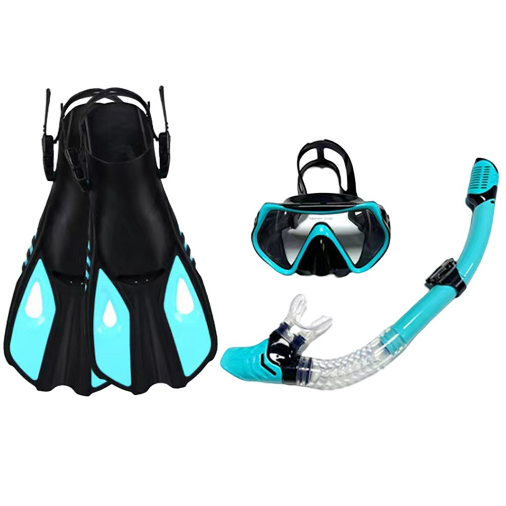 Snorkeling Set: Adjustable Mask, Dry Top Snorkel & Fins for Ultimate Comfort!