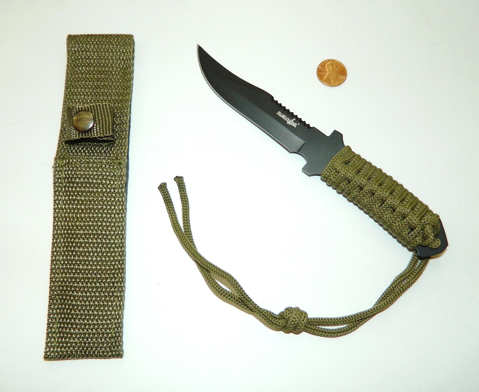 Dual Rod Flint Magnesium Fire Starter Kit & Full Tang Outdoor Survival Knife NEW