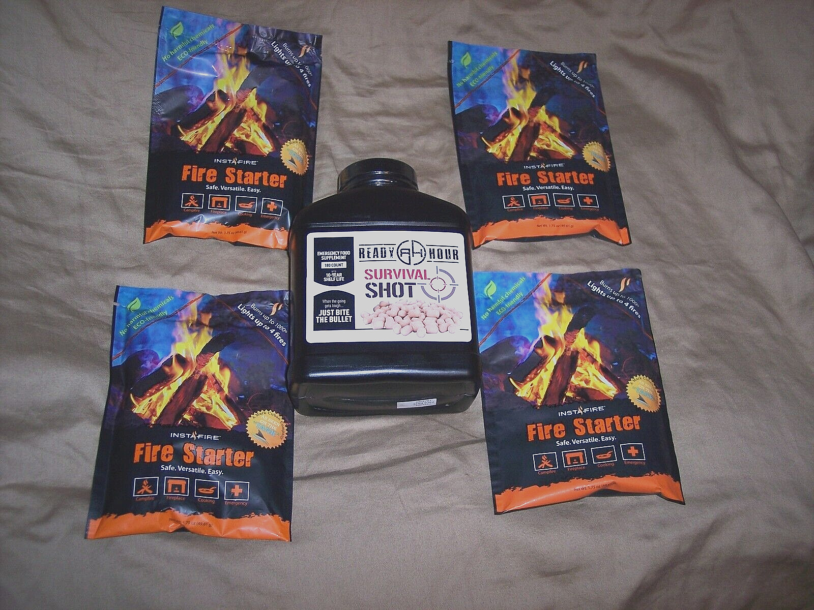 Fire Starter 1000 Degrees + Ready Hour Survival Shot 180 Count 10 yr Shelf Life