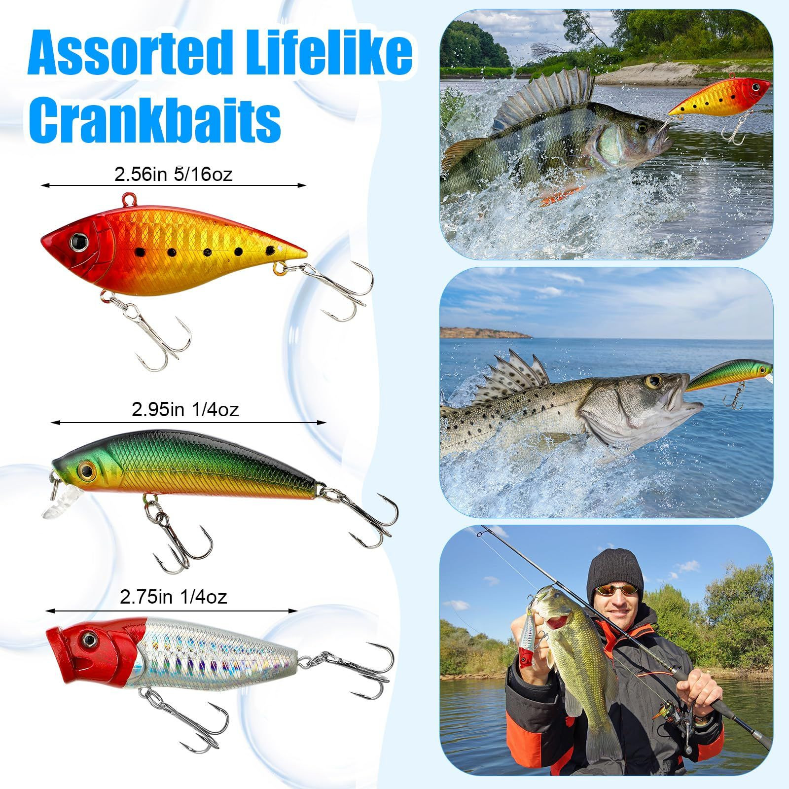 JolliLudo 78 Pcs Fishing Lures Kit with As shown in the figure, multicolored