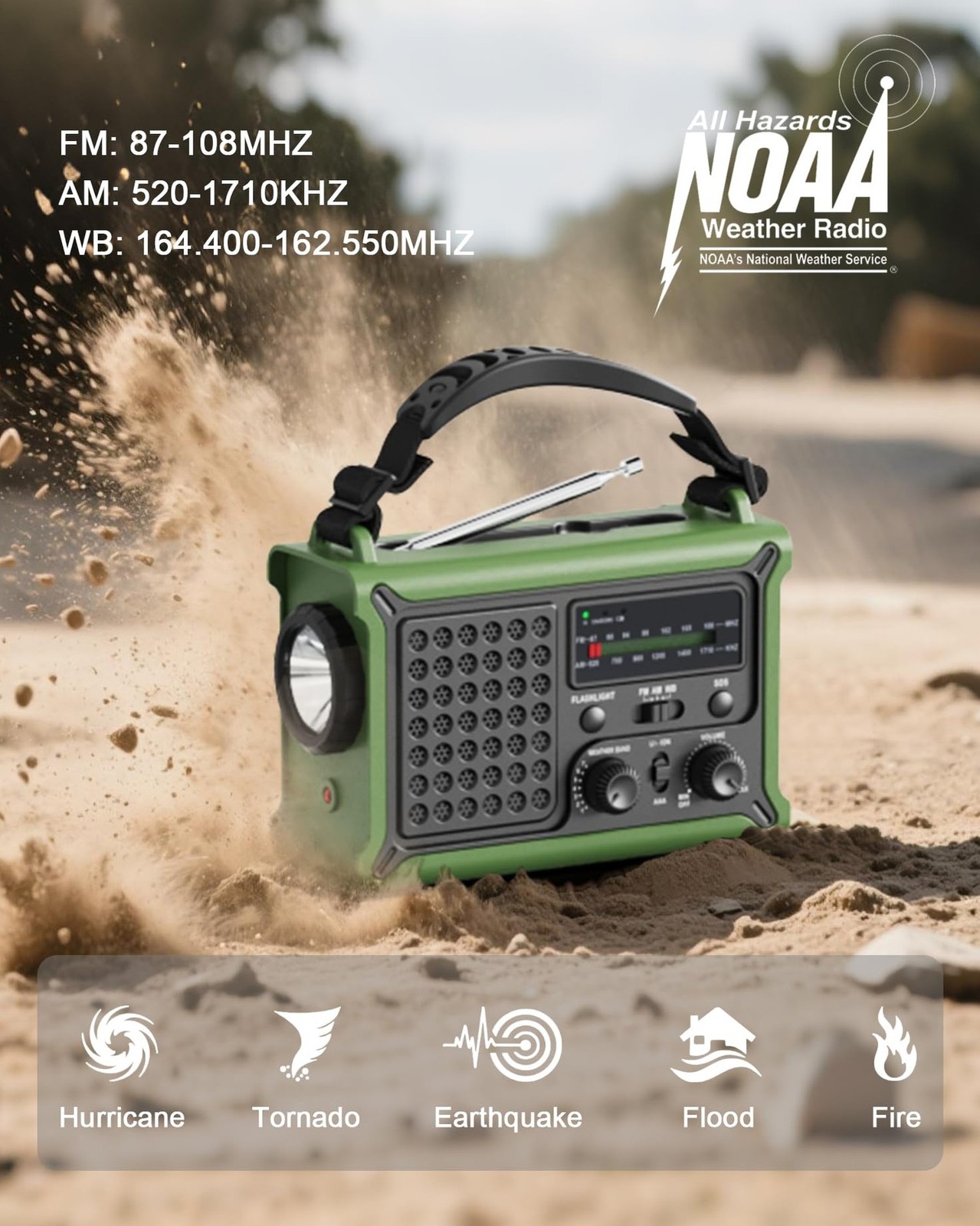 Emergency Weather Radio with Large Solar Panel, Efficient Hand Crank & Real 1…