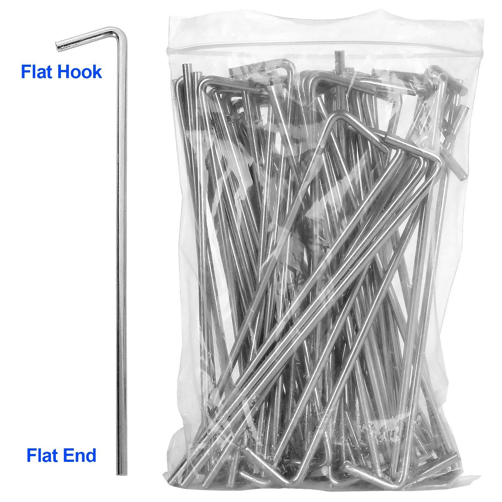 100 Pack Tent Stakes 6-3/4”Galvanized Steel Metal Pegs, Silver