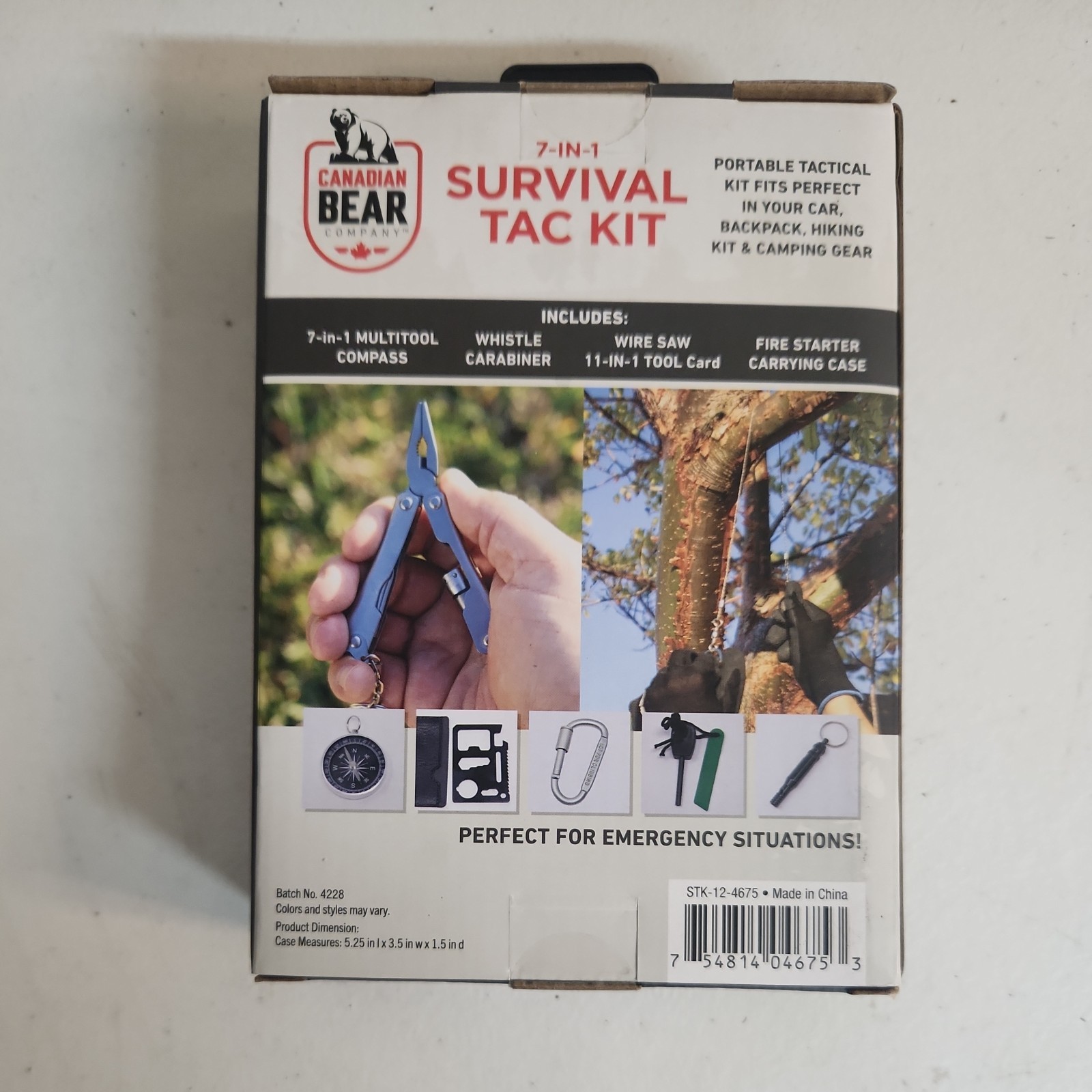 NEW Canadian Bear 7-in-1 Survival Tac Kit for Camping Backpacking Hiking Car