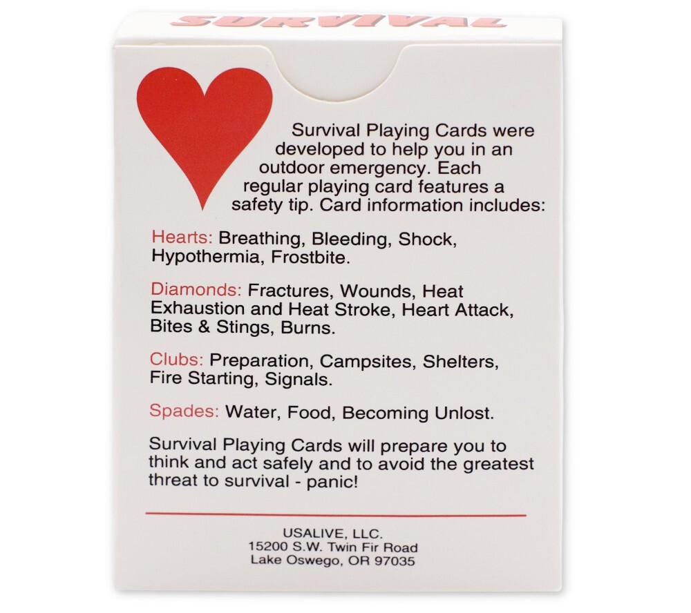 Survival Playing Cards Frank Heyl Deck of Cards with Survival and First Aid Tips