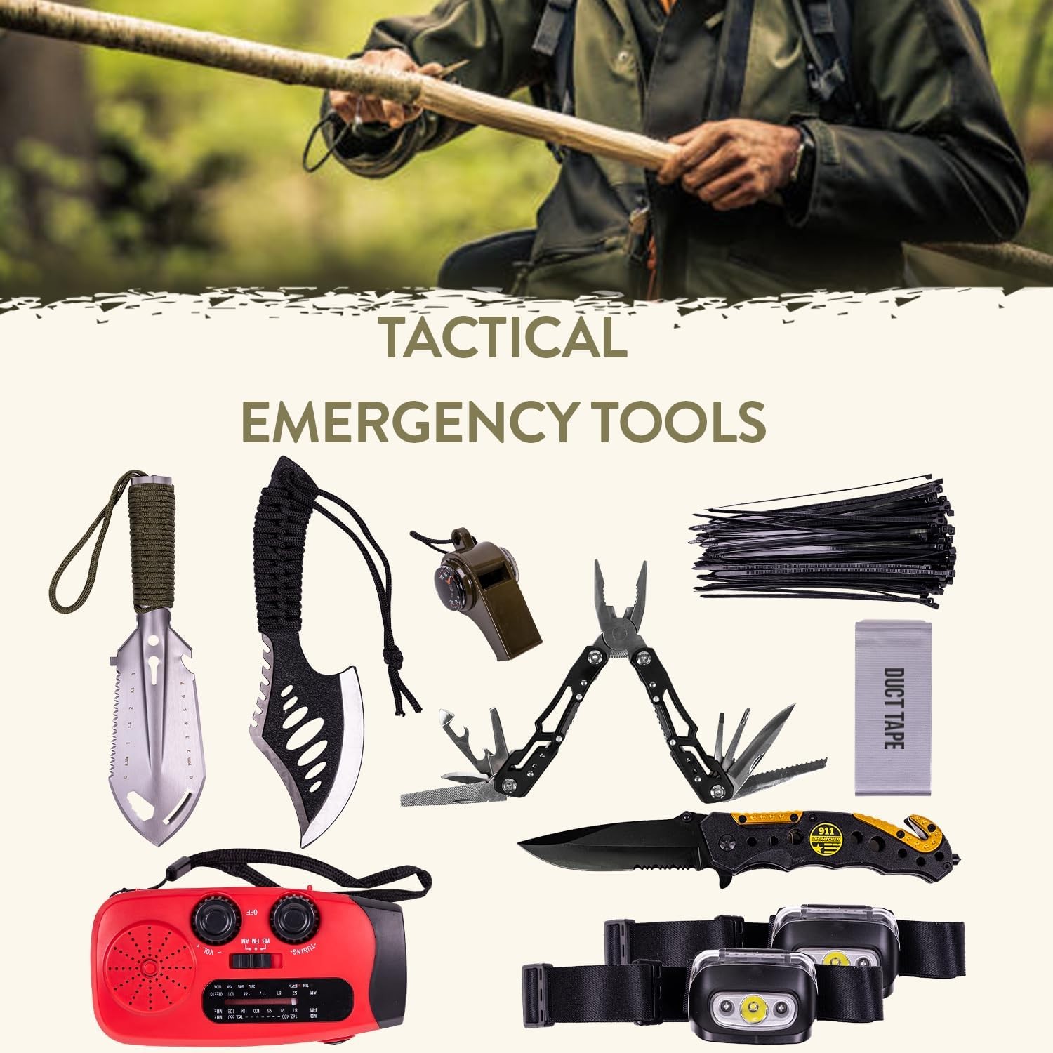 72-Hour Survival Kit | Emergency Bug Out Bag with First Aid, Water Filter, Food,