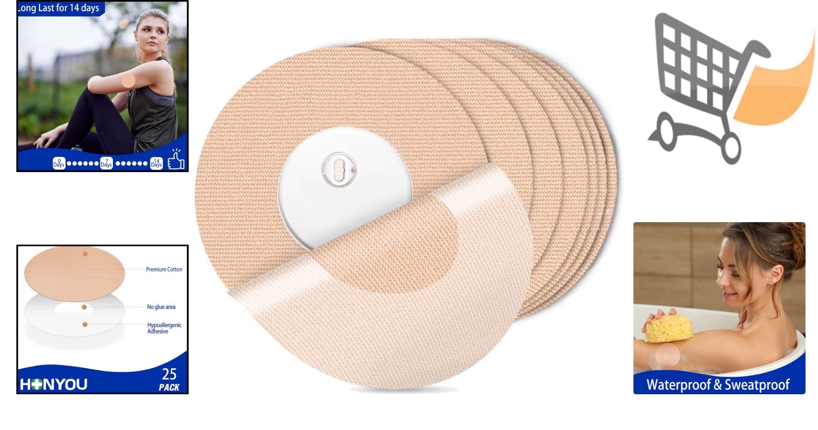 25Pack Waterproof Libre 3 Sensor Covers Adhesive Patches for Swimming & Sports