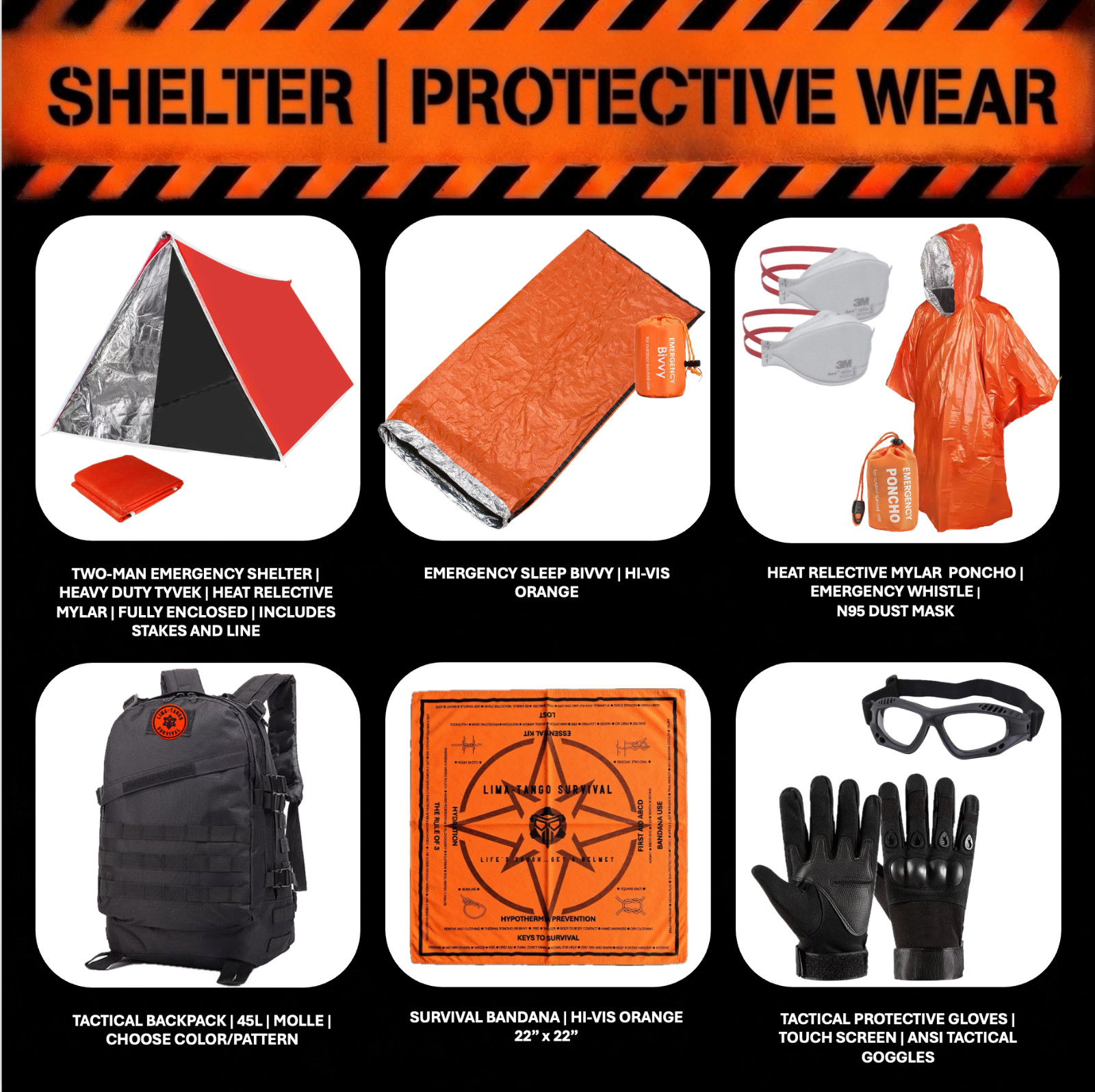 Emergency / Survival Kit / Bug Out Bag / Tactical Backpack / First Aid Kit