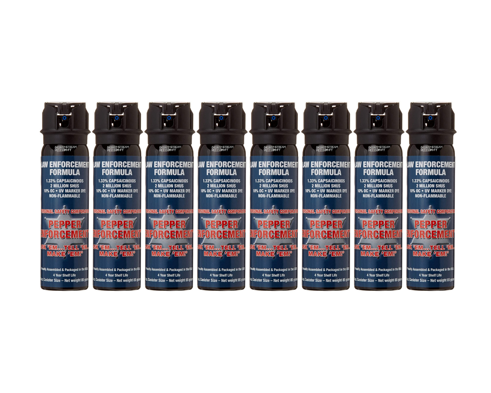 Pepper Enforcement 8-PACK Splatter Stream Pepper Spray 4 oz Police Grade Defense