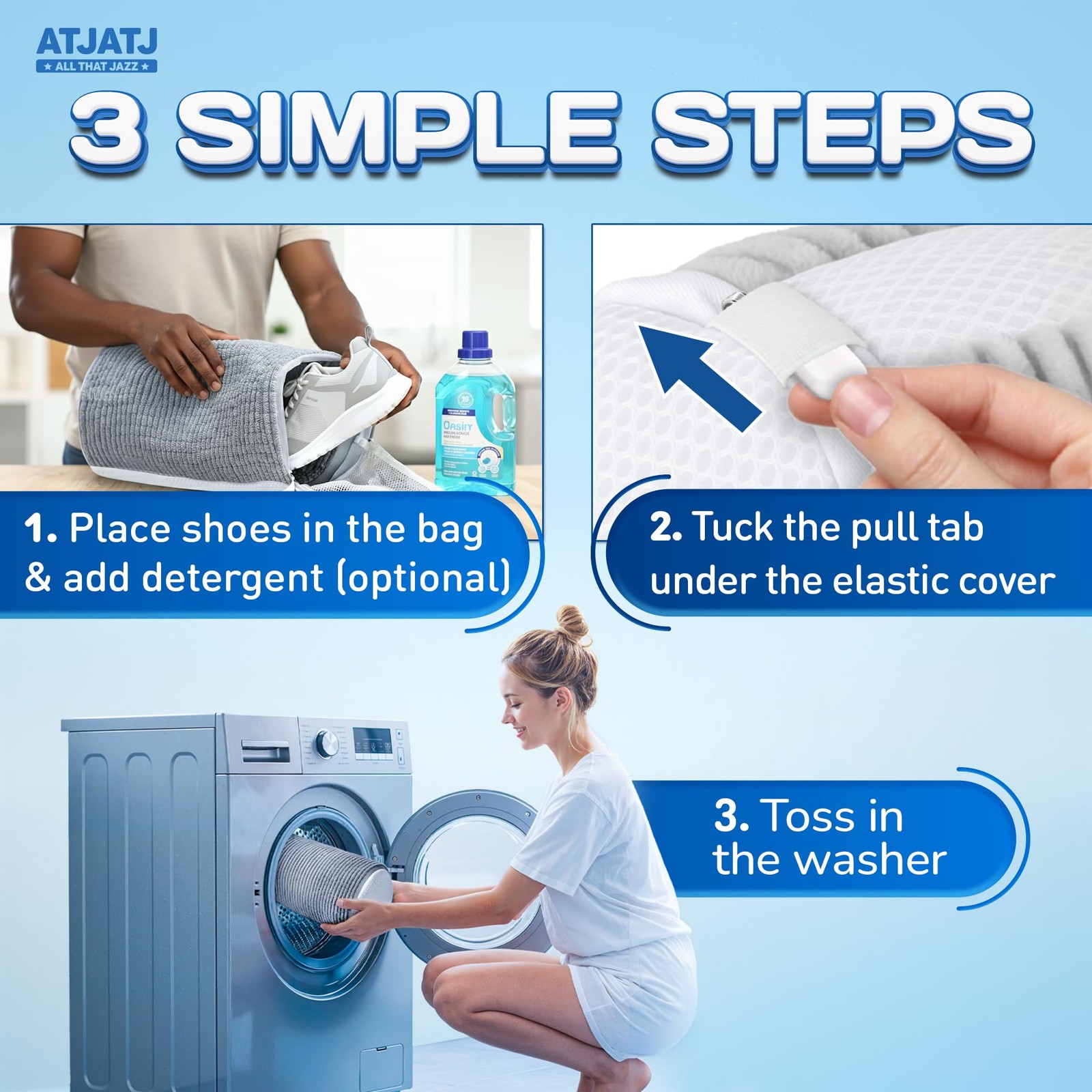 2-Pack Shoe Washing Machine Bag, 360° Deep 15 x 6.5 x inches, gray