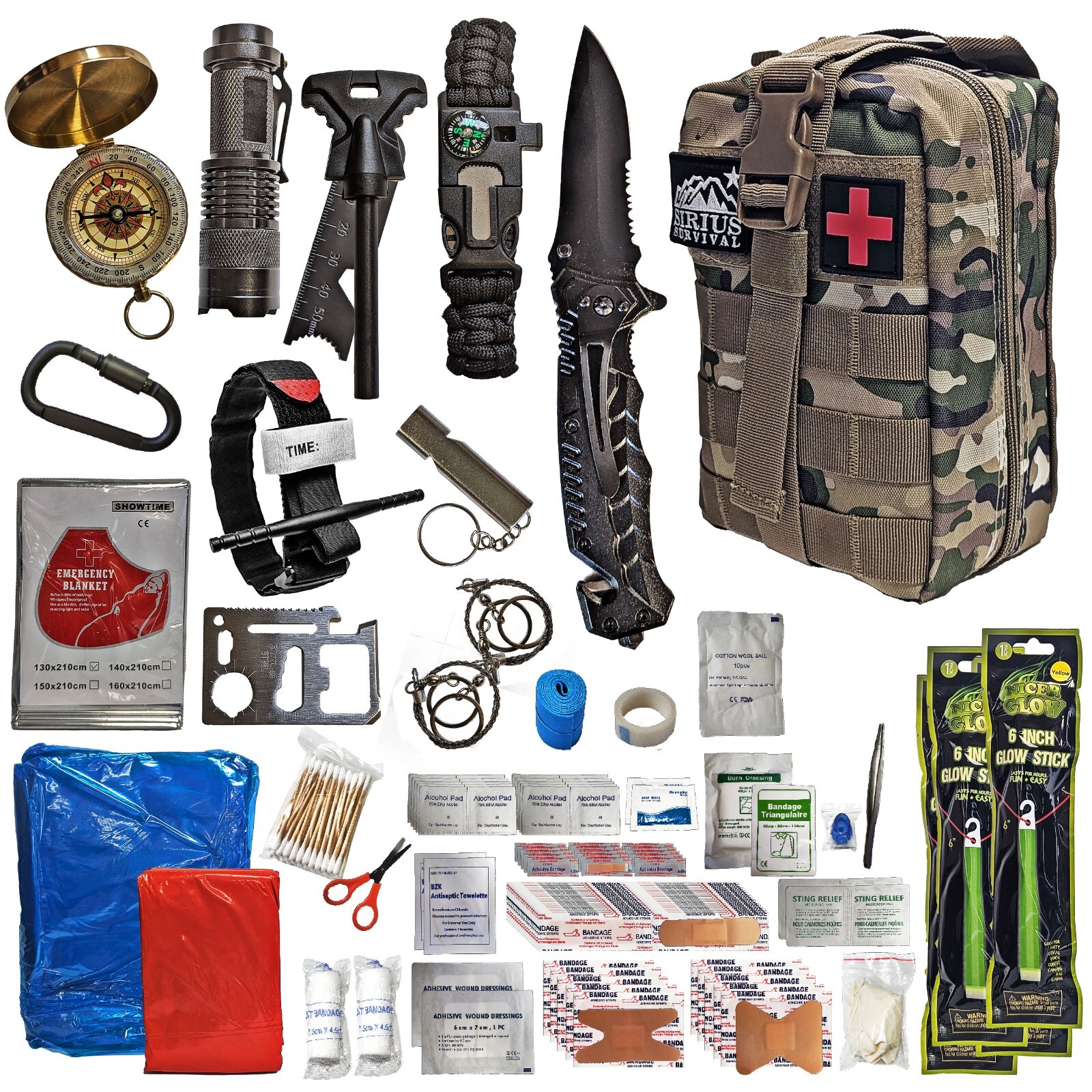 250-Piece Survival Kit – Tactical Gear & First Aid, Great Gift for Men & Dad