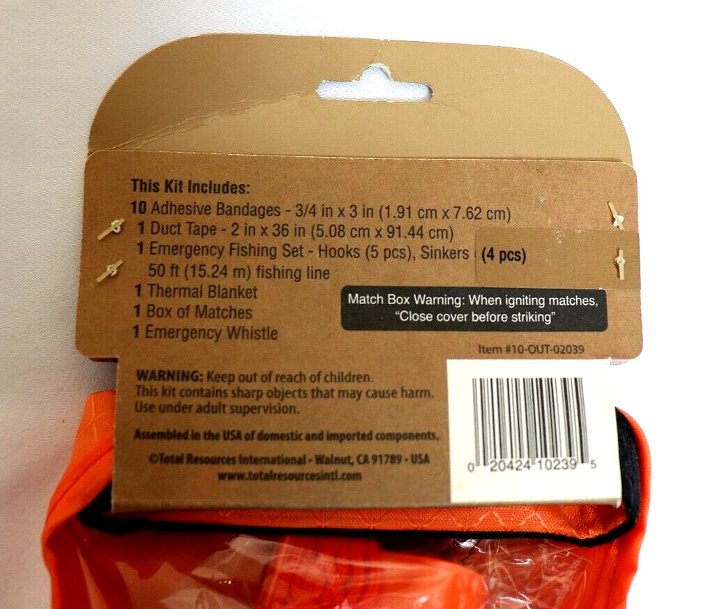 Be Smart Get Prepared Outdoor-Camping-Hiking Survival Kit; 15 Pieces