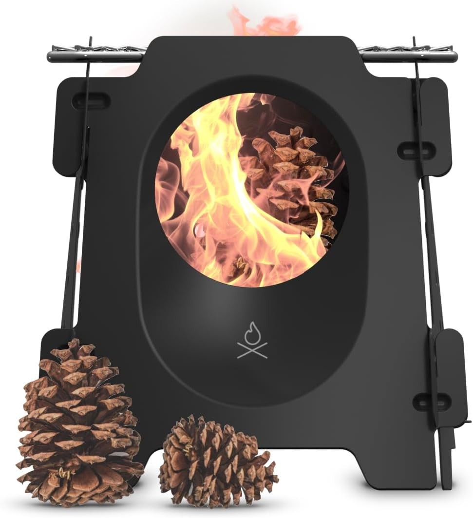 Überleben Stöker 18oz Flatpack Stainless Steel Wood Burning Camping Stove, Black