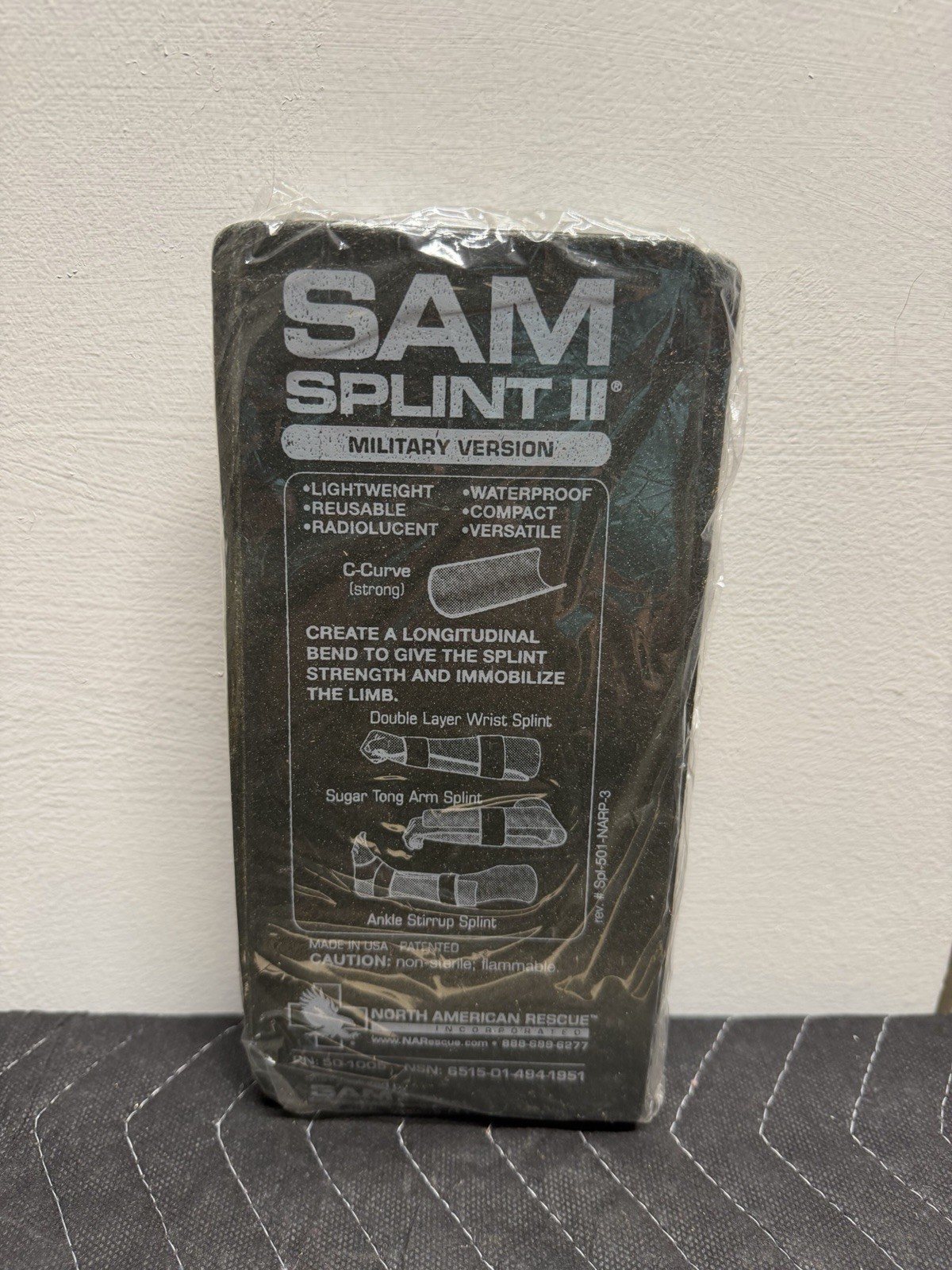 SAM SPLINT II NORTH AMERICAN RESCUE 50-1005 Military UNIVERSAL SPLINT ONE (1)
