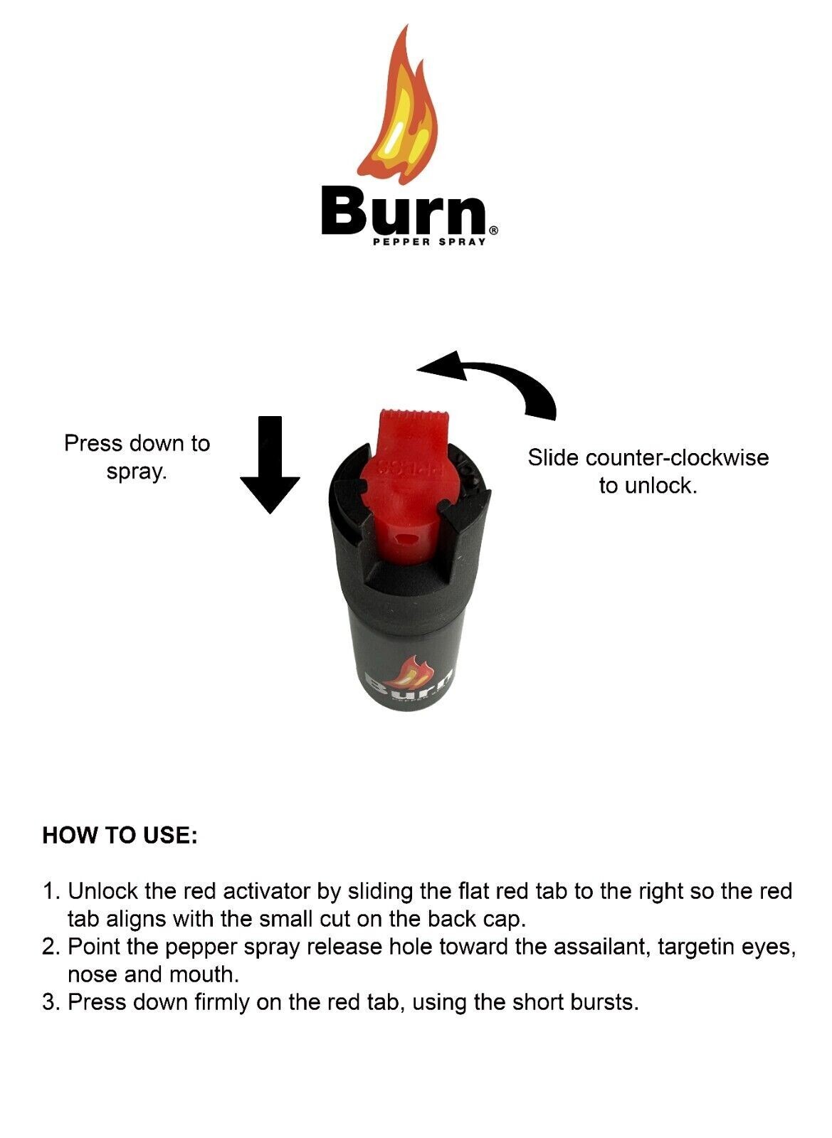 Burn Pepper Spray Self Defense Security Protection OC Defense Security