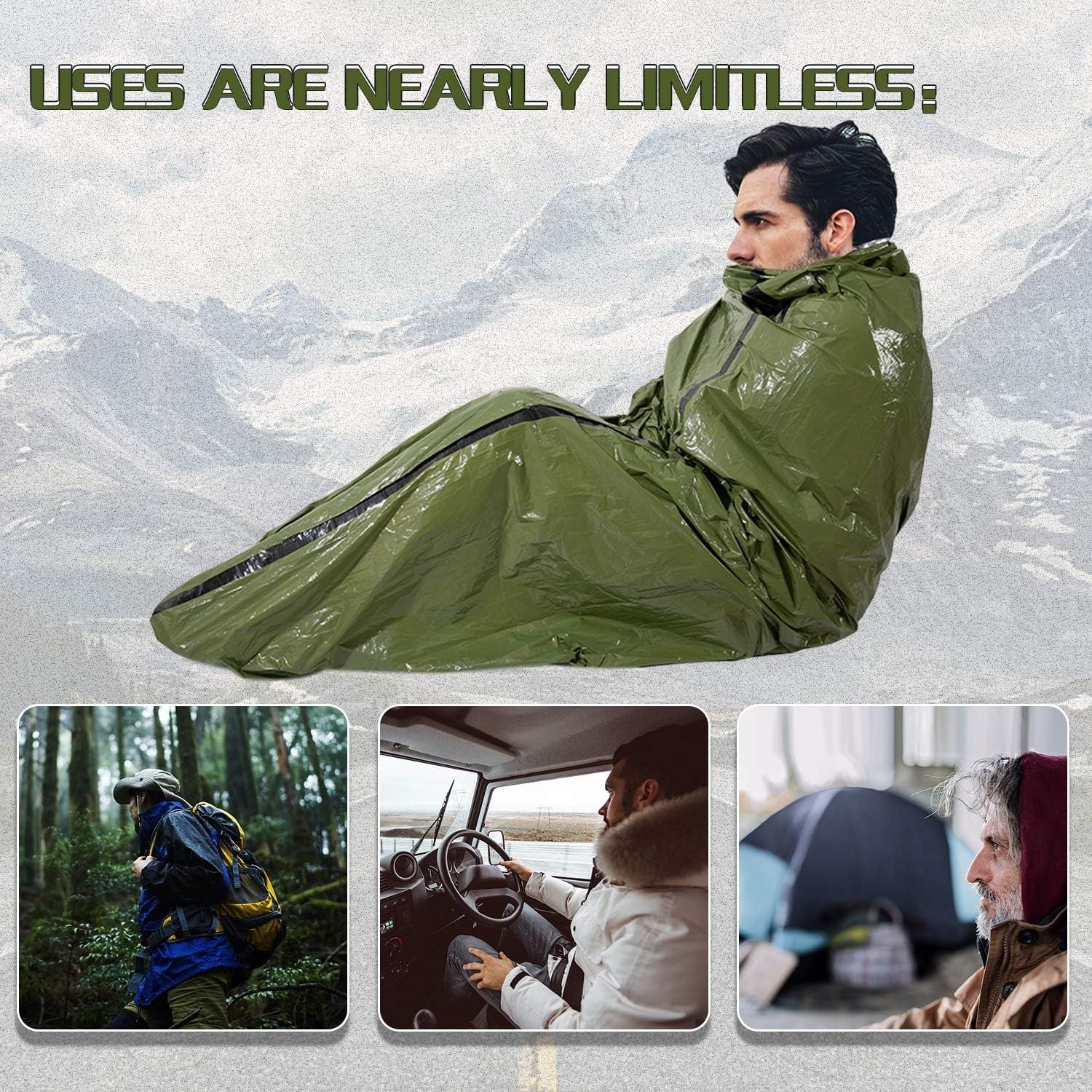 Emergency Gear Sleeping Bag Survival Bivy Space Blanket Outdoor Hiking Camping