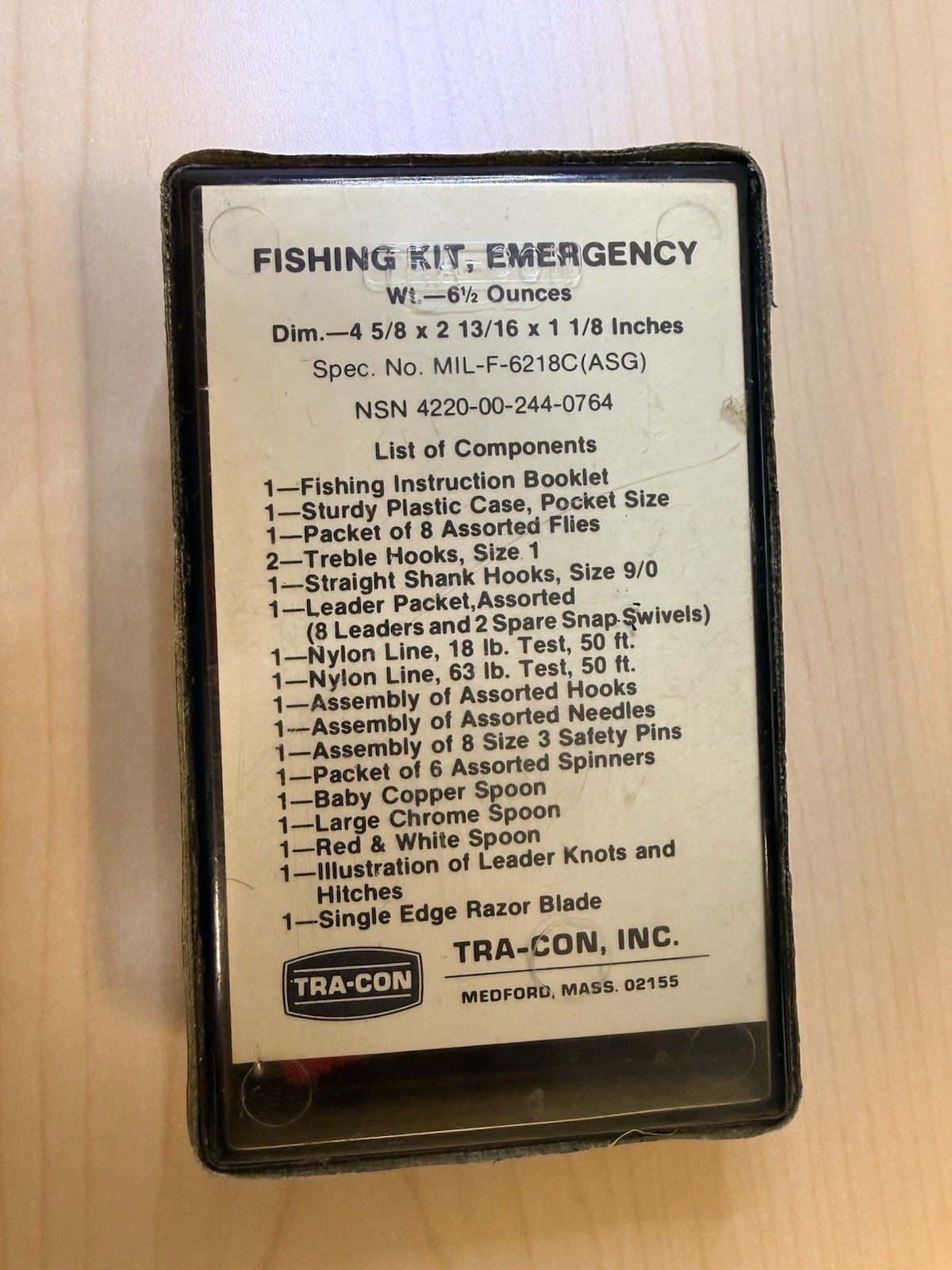 Vtg SEALED TRA-CON US Military Issue Emergency Fishing Kit FSCM 22835 USA. NOS