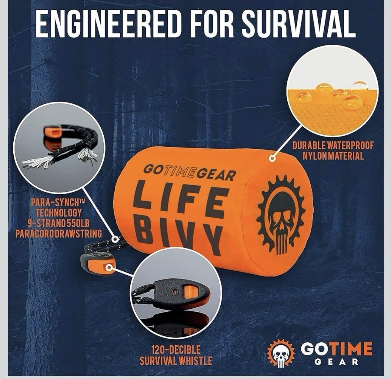Go Time Gear Life Tent & Life Bivy Survival Kit Waterproof Windproof Orange