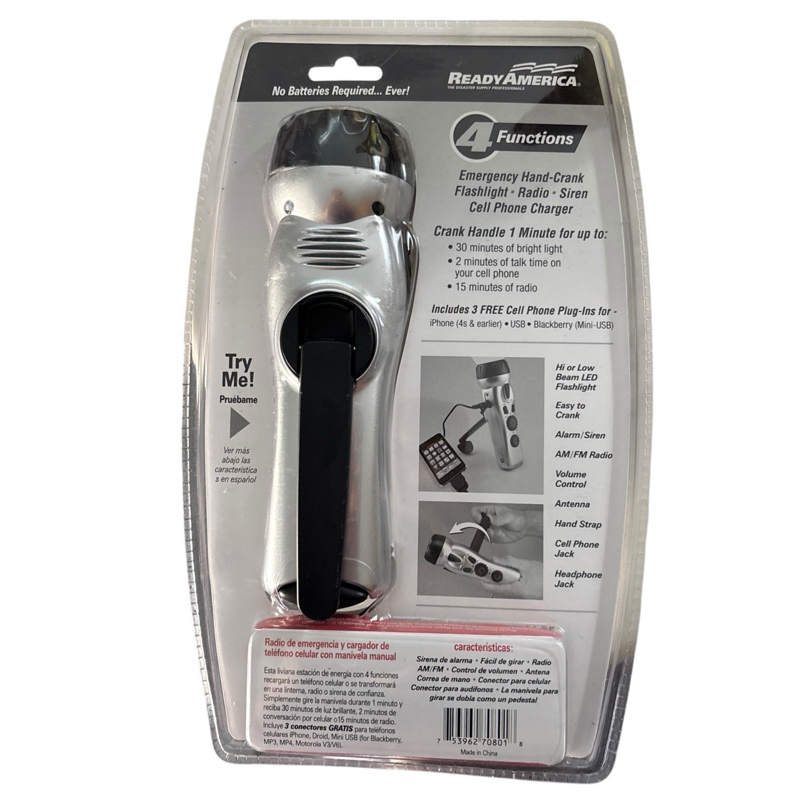 Ready America Emergency Power Station Flashlight Phone Charger Radio
