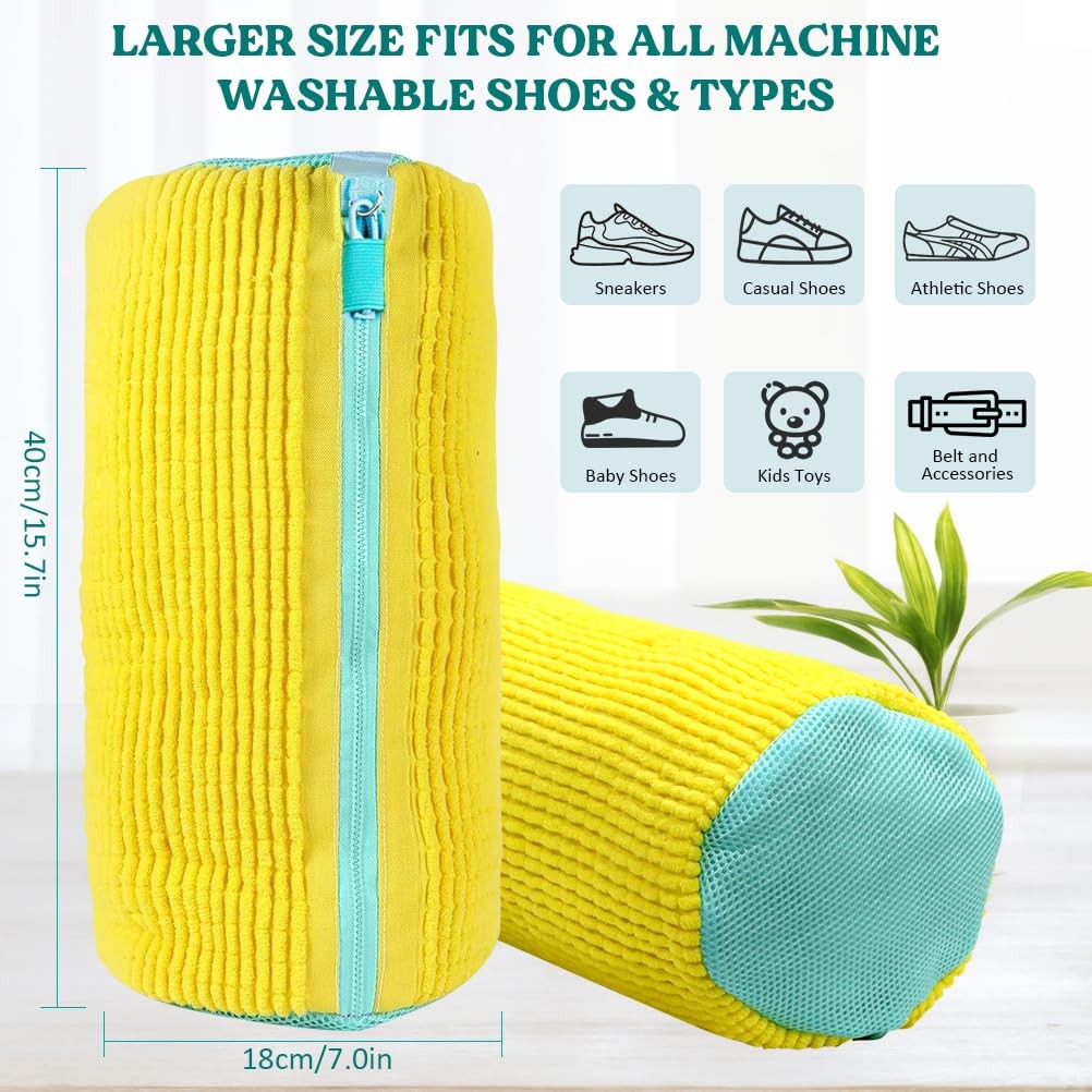 Shoe Washing Machine Bag 2 Pack, 360°Deep Clean 12.8 liters, Yellow 2pcs