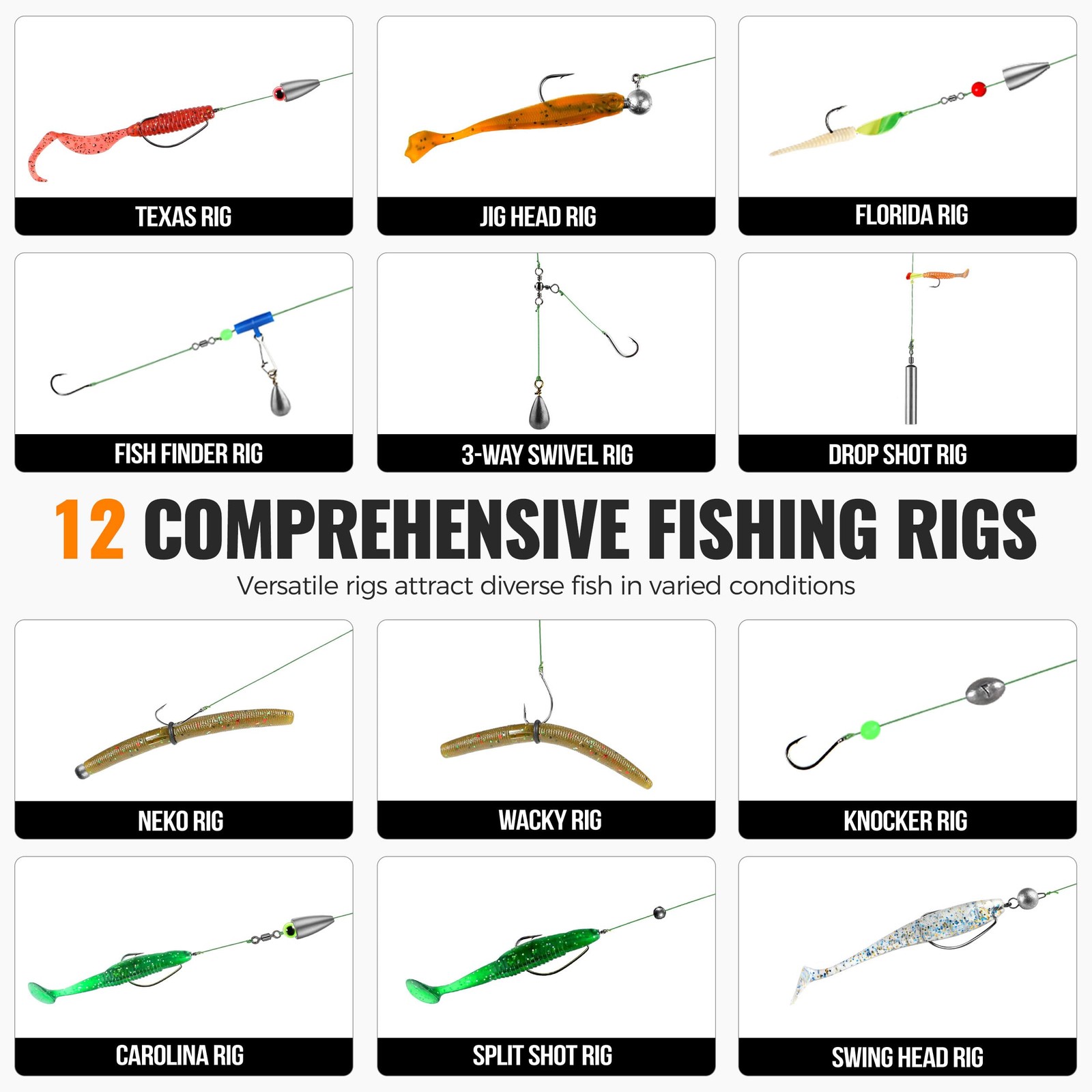 PLUSINNO 264/397pcs 7.9 x 4.3 x 2 inches, 397pcs Fishing Accessories Kit