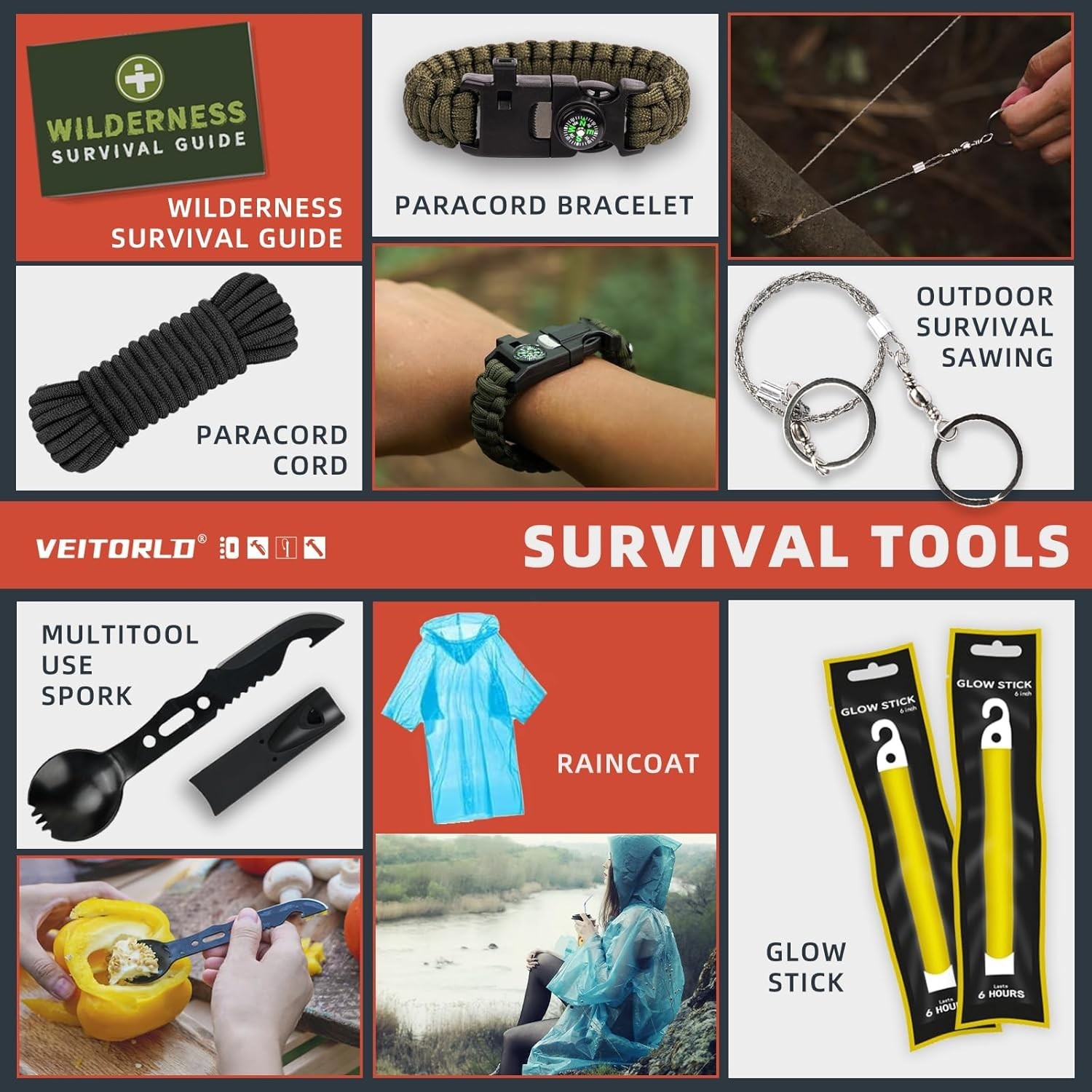 Survival Kit Nylon 12 in 1 Emergency Gear First Aid Camping Hunting