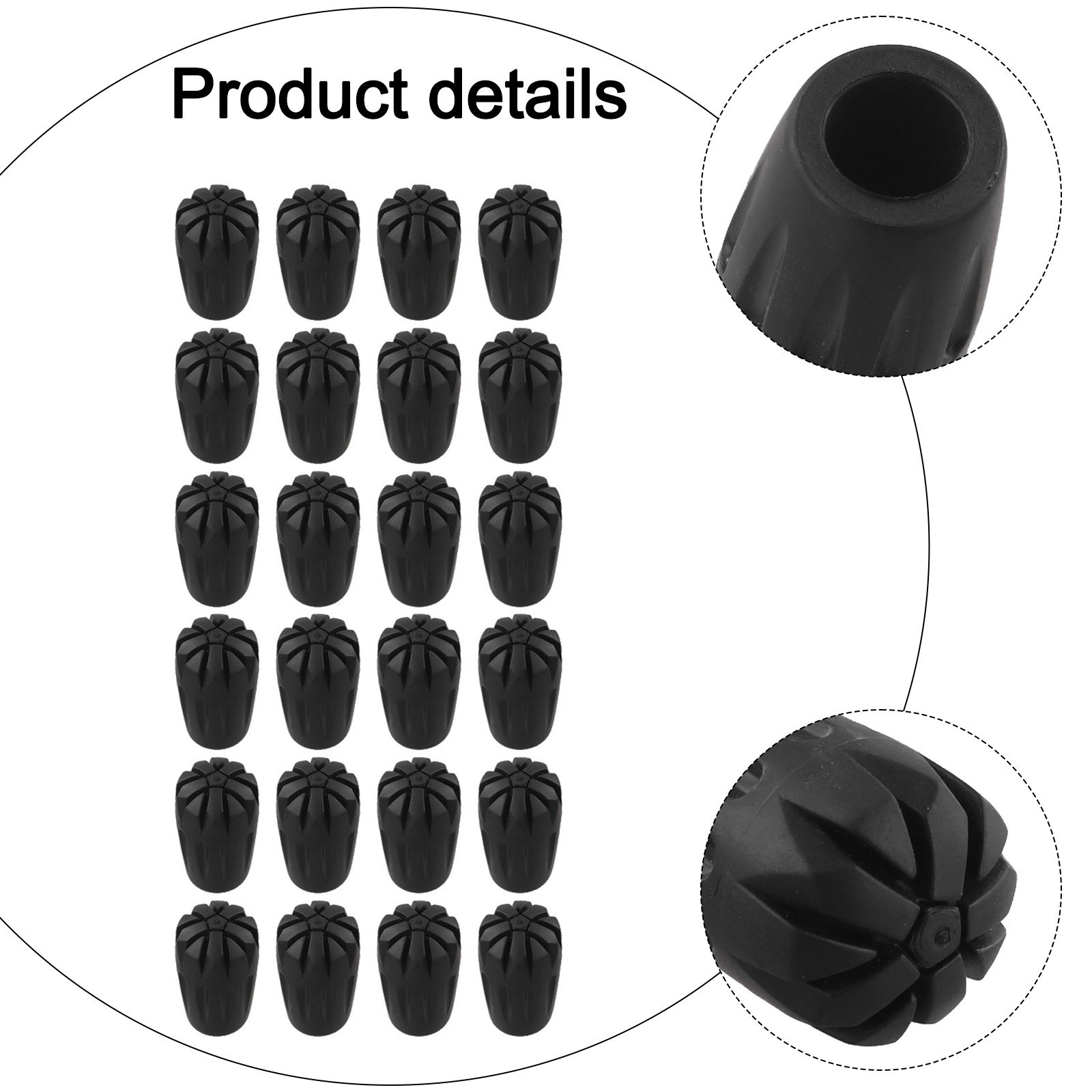 24PCS Trekking Pole Tips Non Slip Rubber Covers for Hiking and Camping