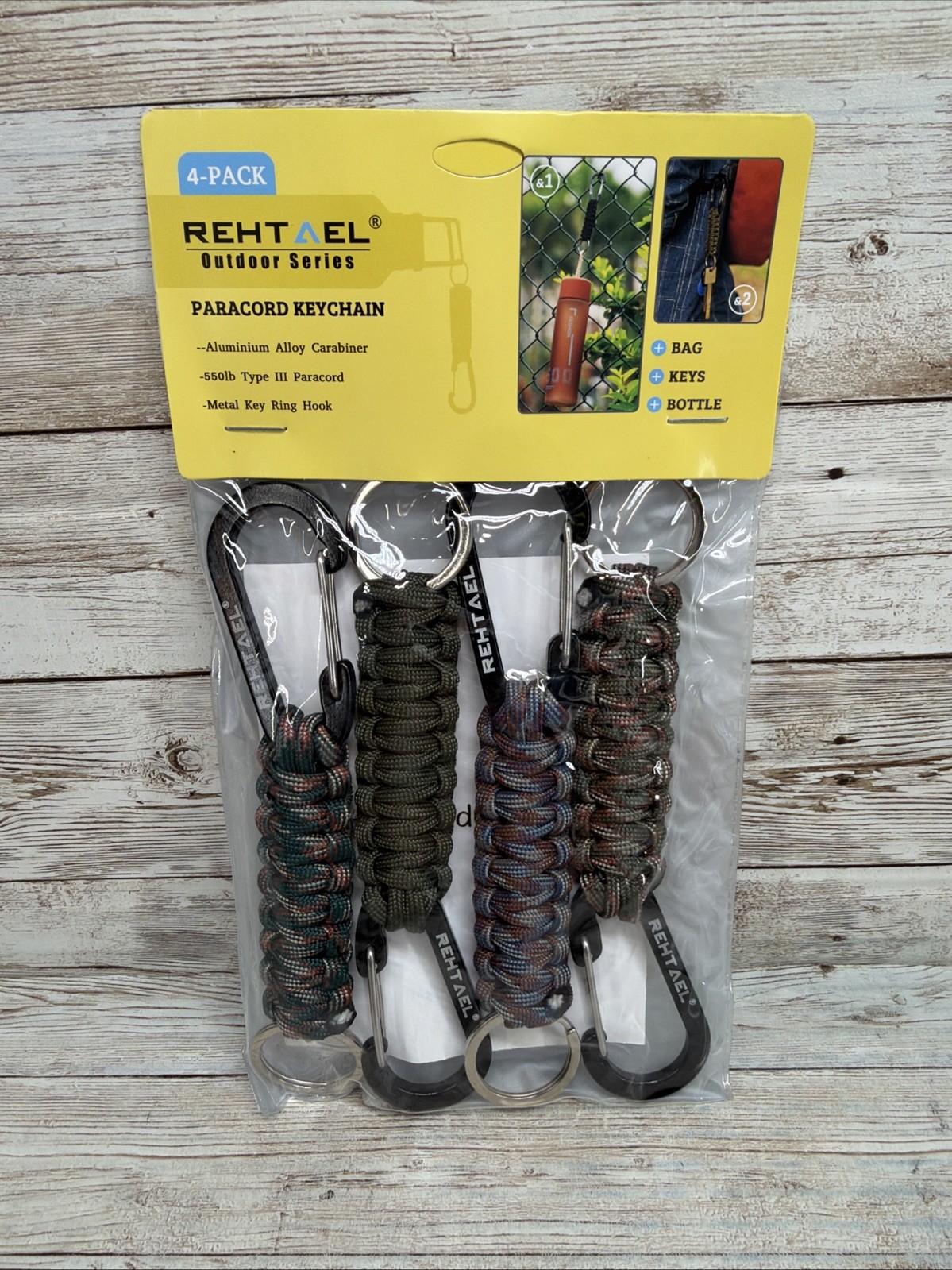REHTAEL Keychain Paracord Carabiner Military Braided Heavy Duty Key Chain 2 Pack