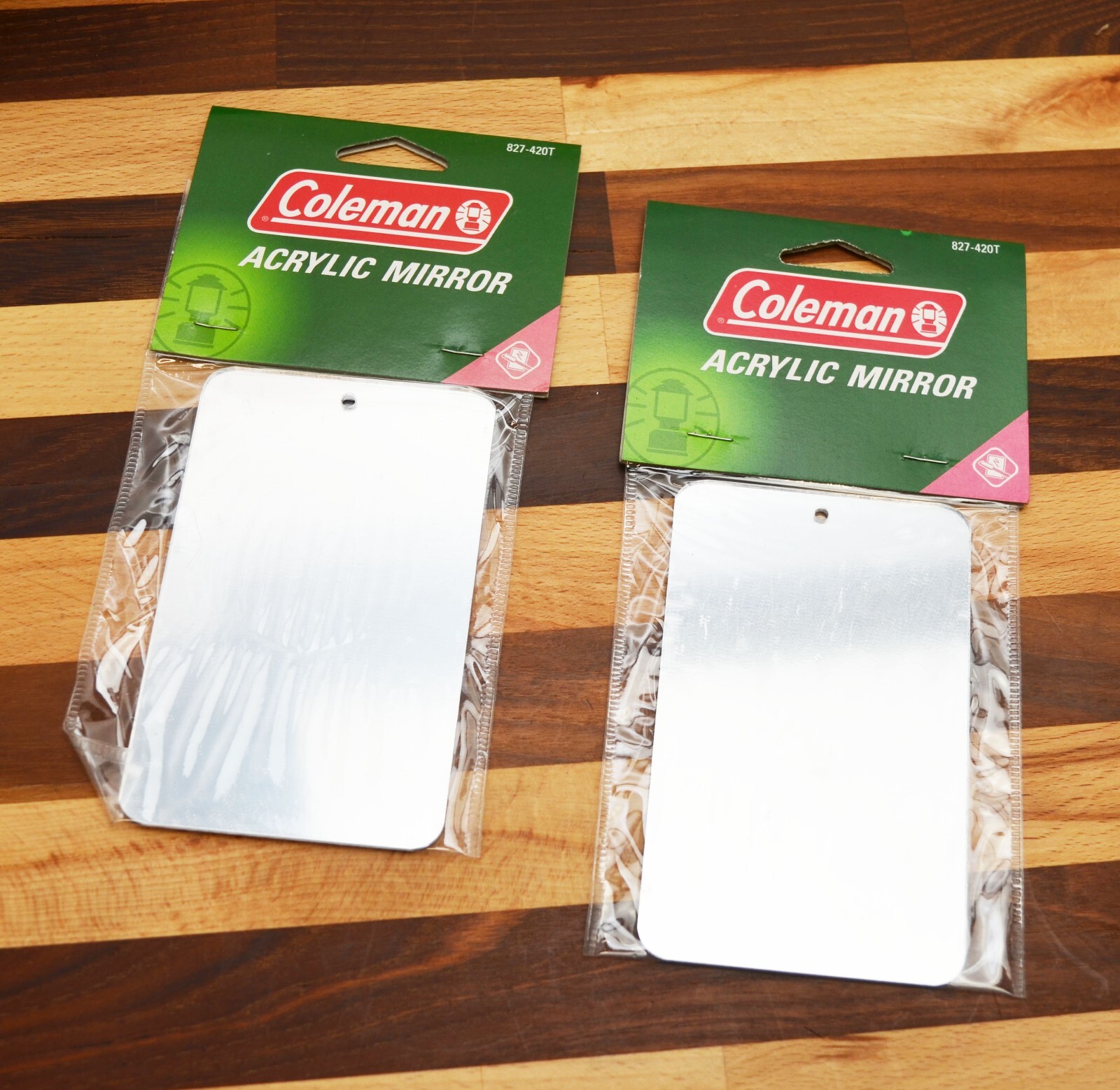 TWO Vintage Coleman Acrylic Mirrors for Camping / Emergency Signal / Bugout Bag