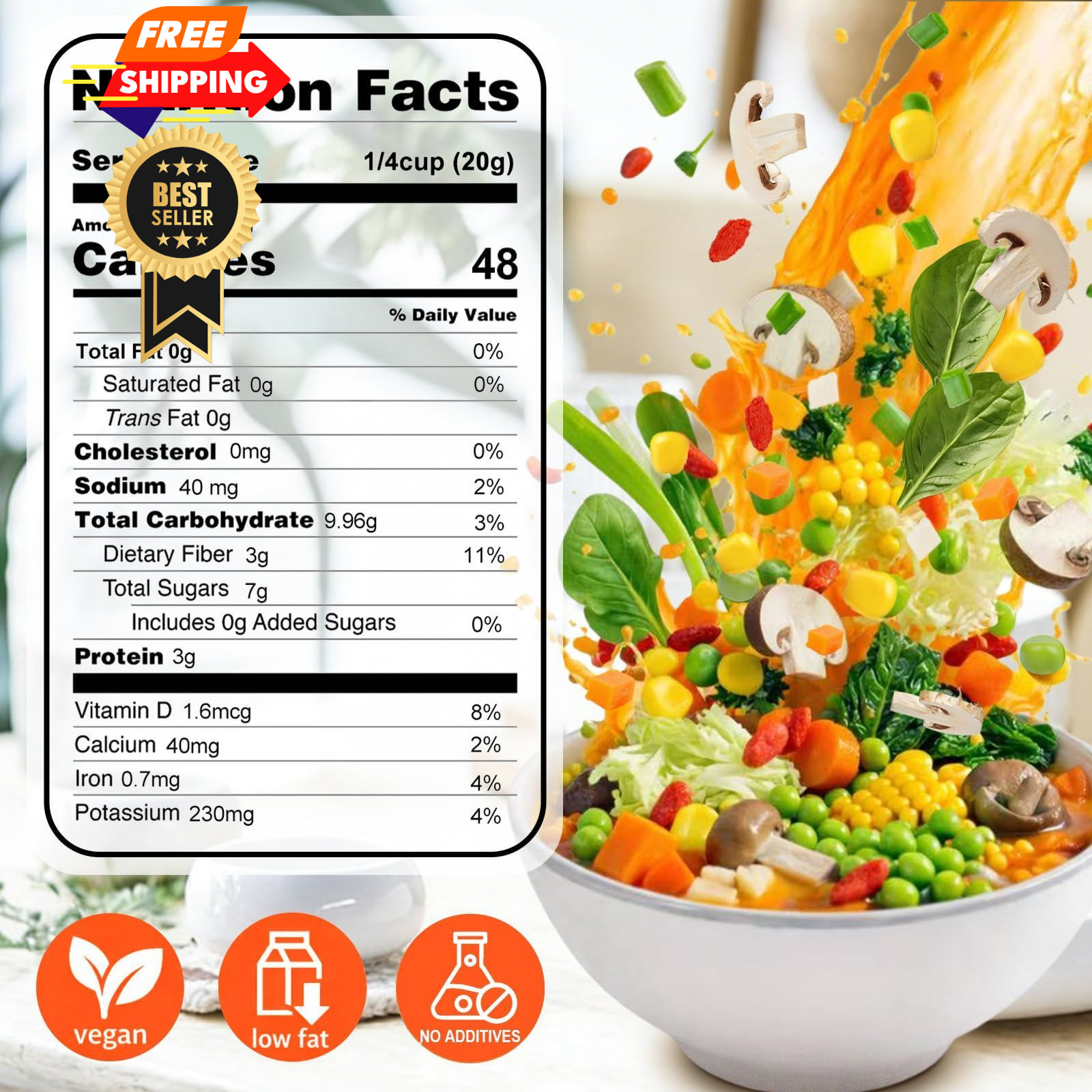 13oz Mixed Dehydrated Goji & Vegetables, 9 Kinds Dried Ramen Toppings with…