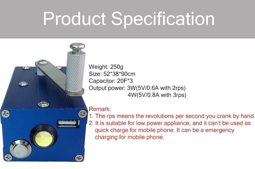 Outdoor Lightweight Multifunction Emergency Survival Hand Crank Charge Generator