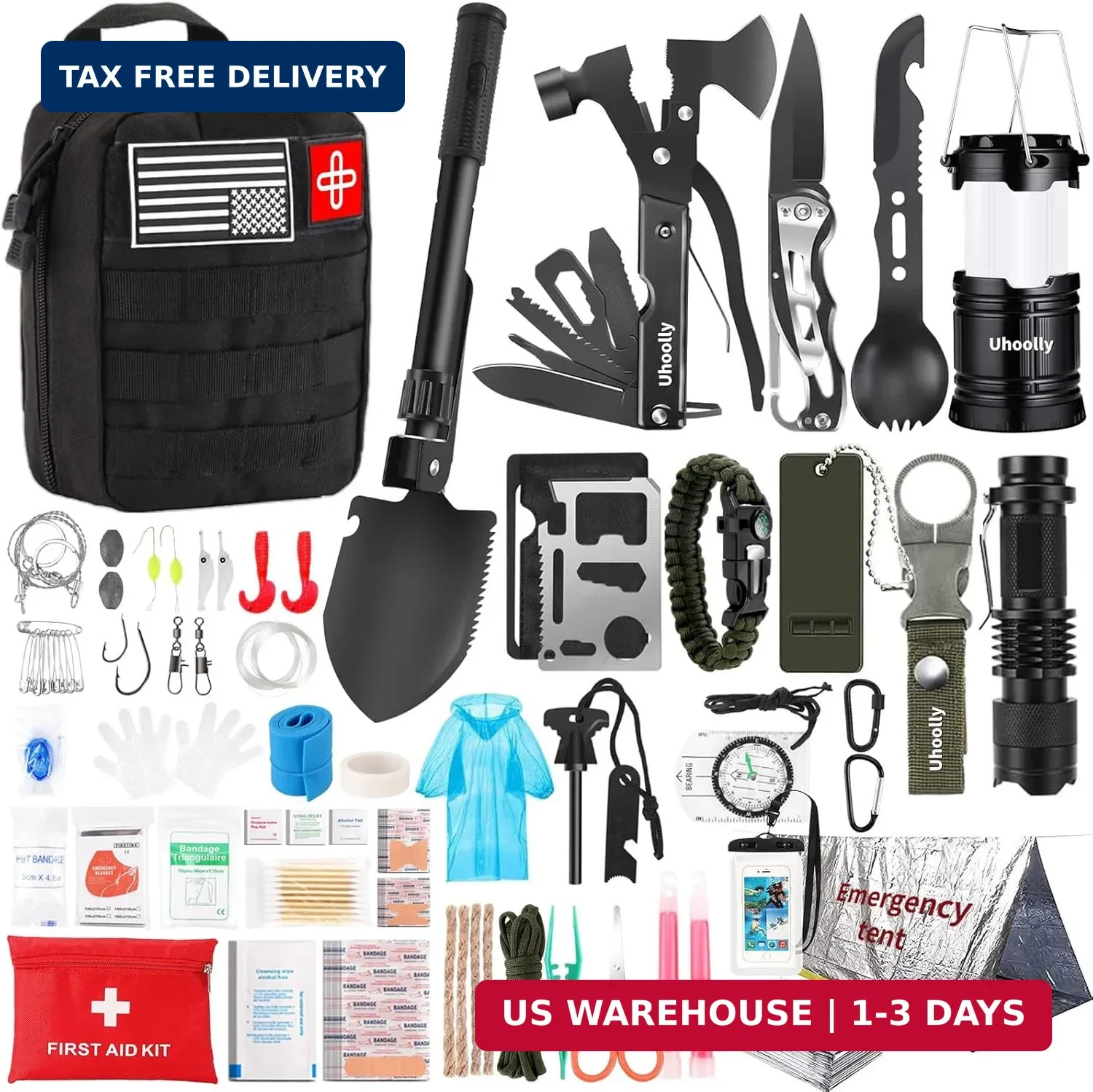 Survival Kit, Gifts for Men Women Teen Boys, 252 pcs Survival Gear and Equipment