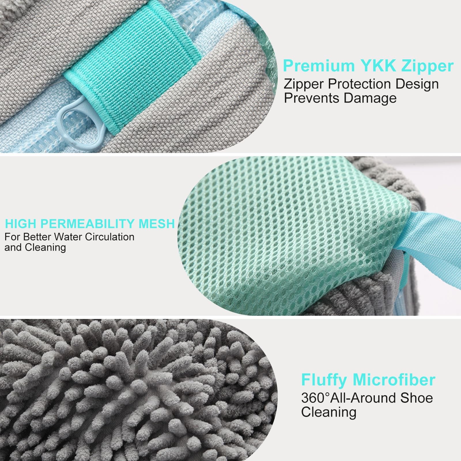 Xan Concept 2Pcs Shoe Washing Machine Bag,Cleaning Bag for All XX-Large, Gray