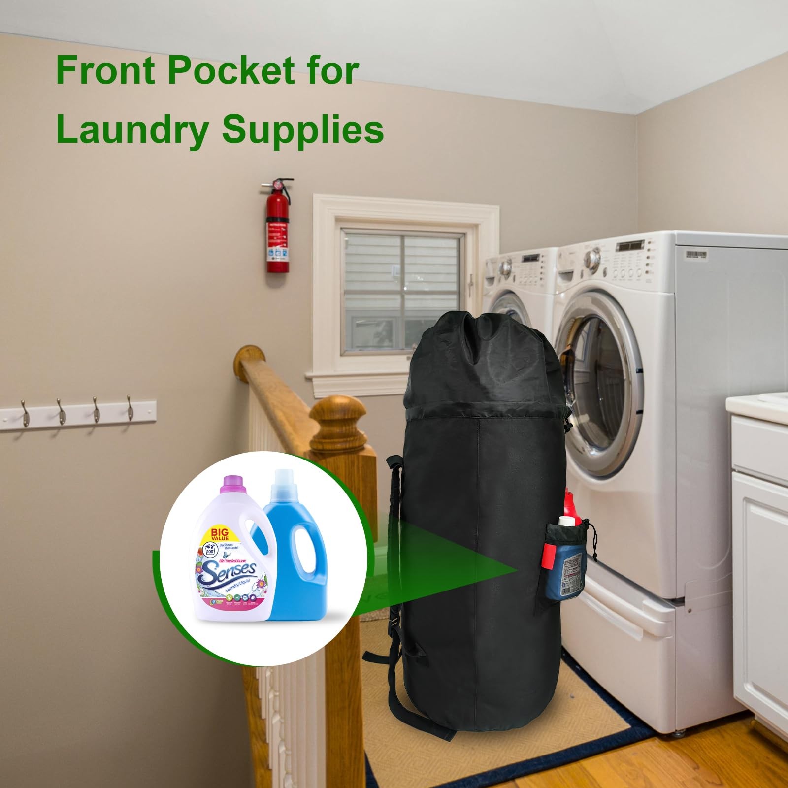 Extra Large Laundry Backpack with Padded Shoulder X-Large, Black