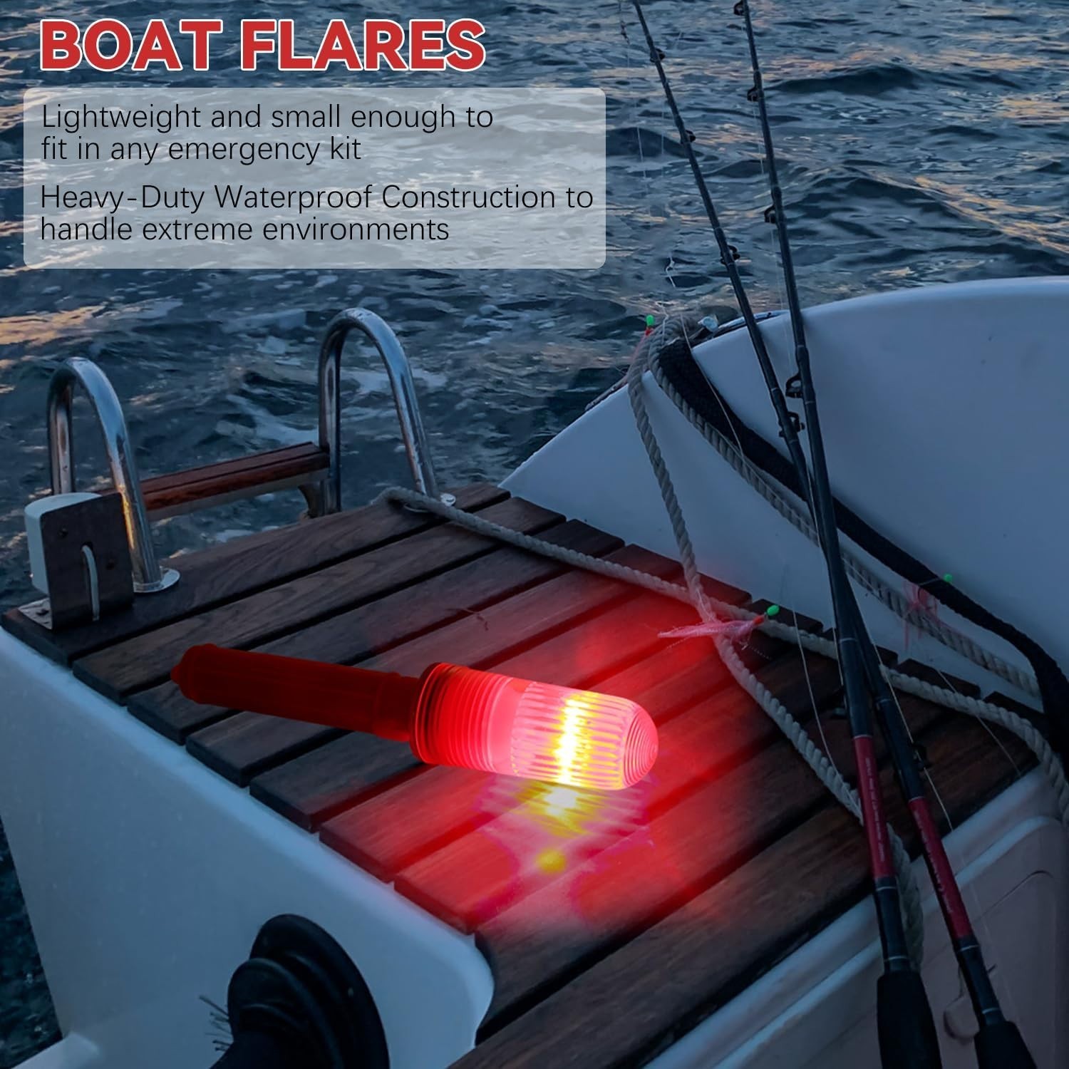 High-Visibility 2PCS Boat Flares for Safe Marine Adventures – Easy Deployment