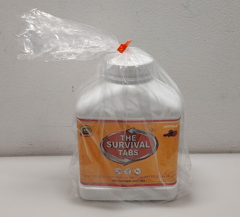 THE SURVIVAL TABS 180 CHEW FOOD TABLETS CHOCOLATE 25 YEAR SHELF LIFE NEW SEALED