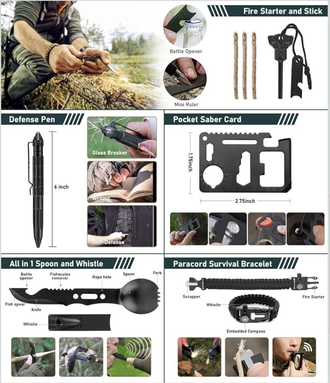 Emergency Survival Kit First Aid Bug out Military Prepper Kit 262 Piece Set