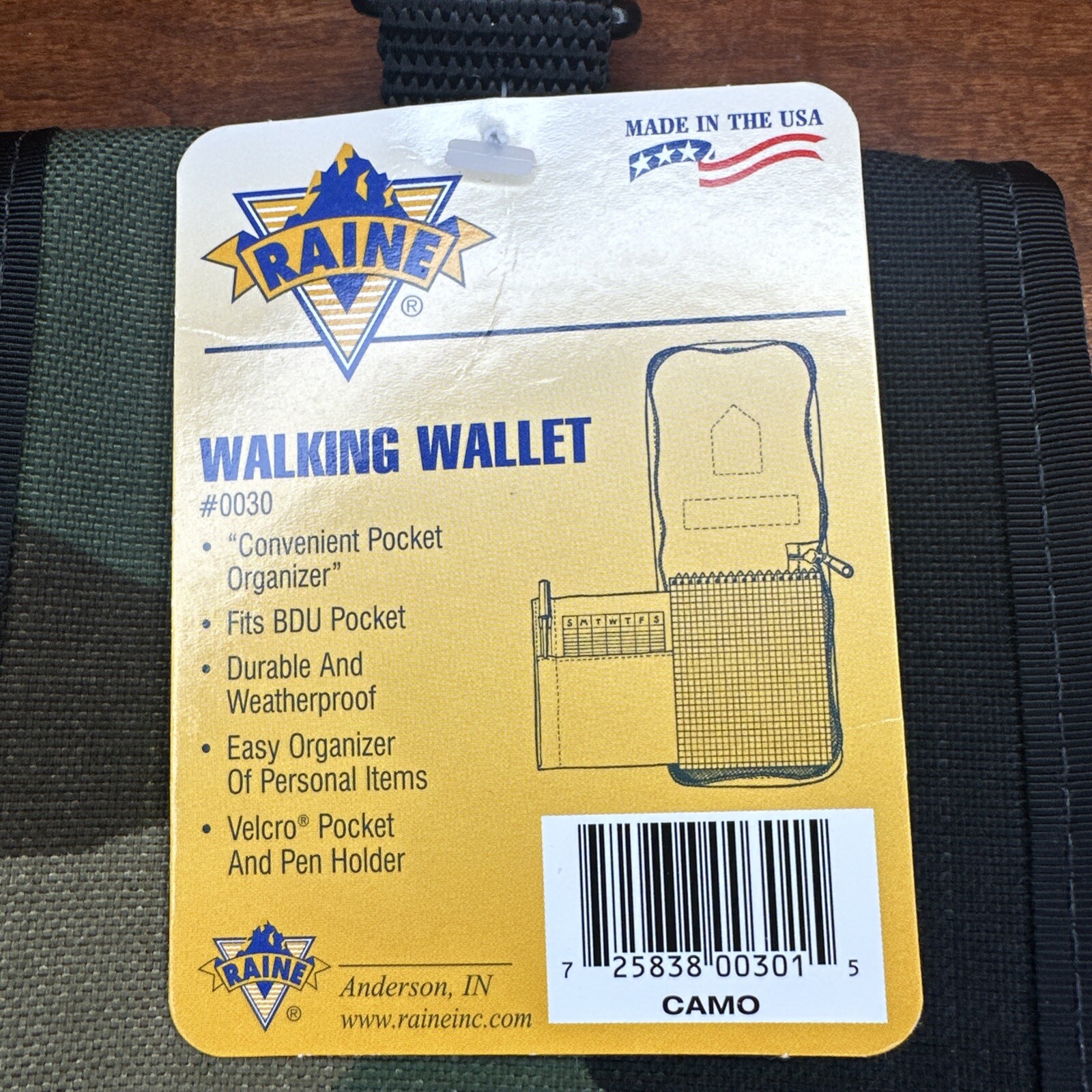 US Military “Walking Wallet” 4″x6″ CAMO nylon, Notepad & Pen/Storage Pockets