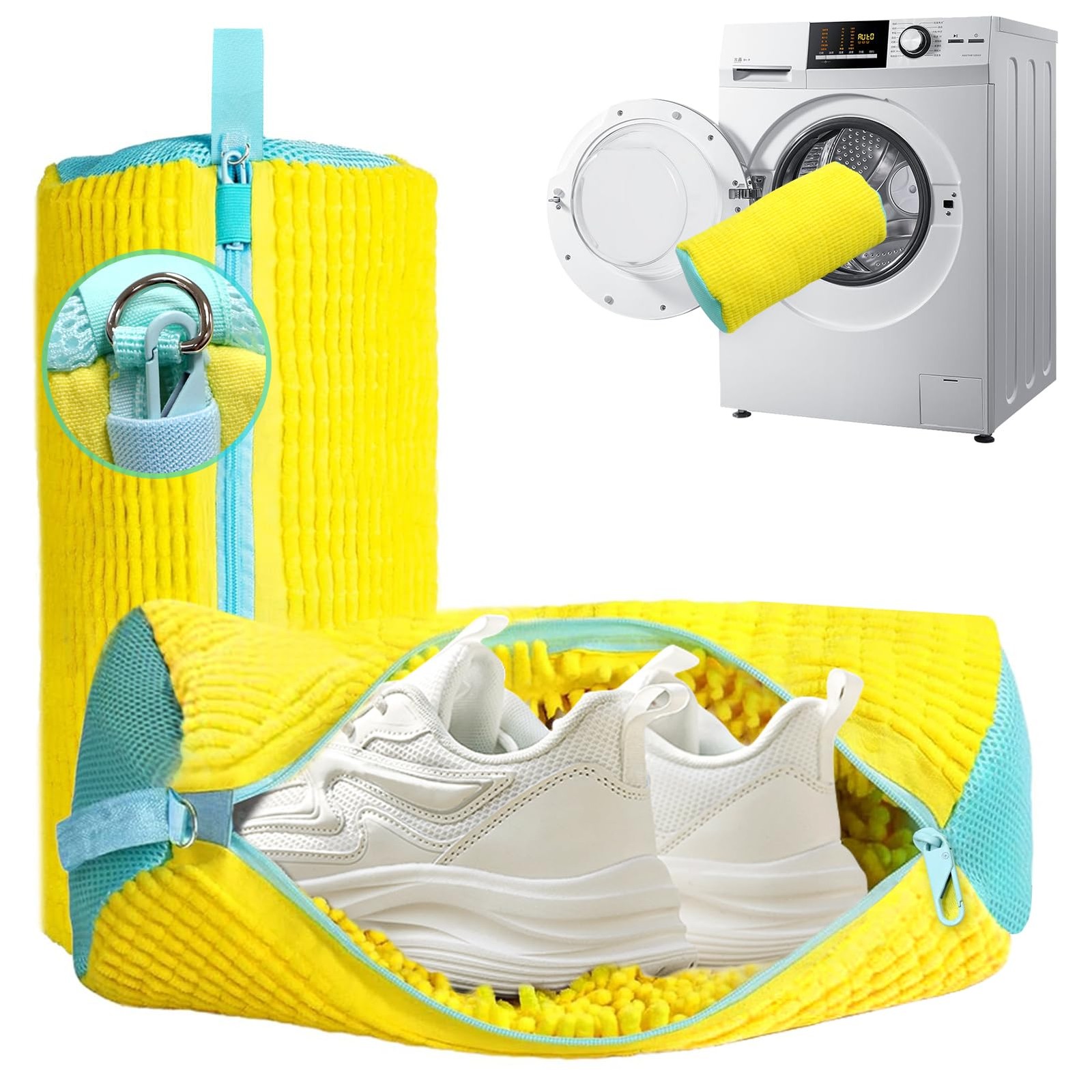 Shoe Washing Machine Bag 2 Pack, 360°Deep Clean 12.8 liters, Yellow 2pcs